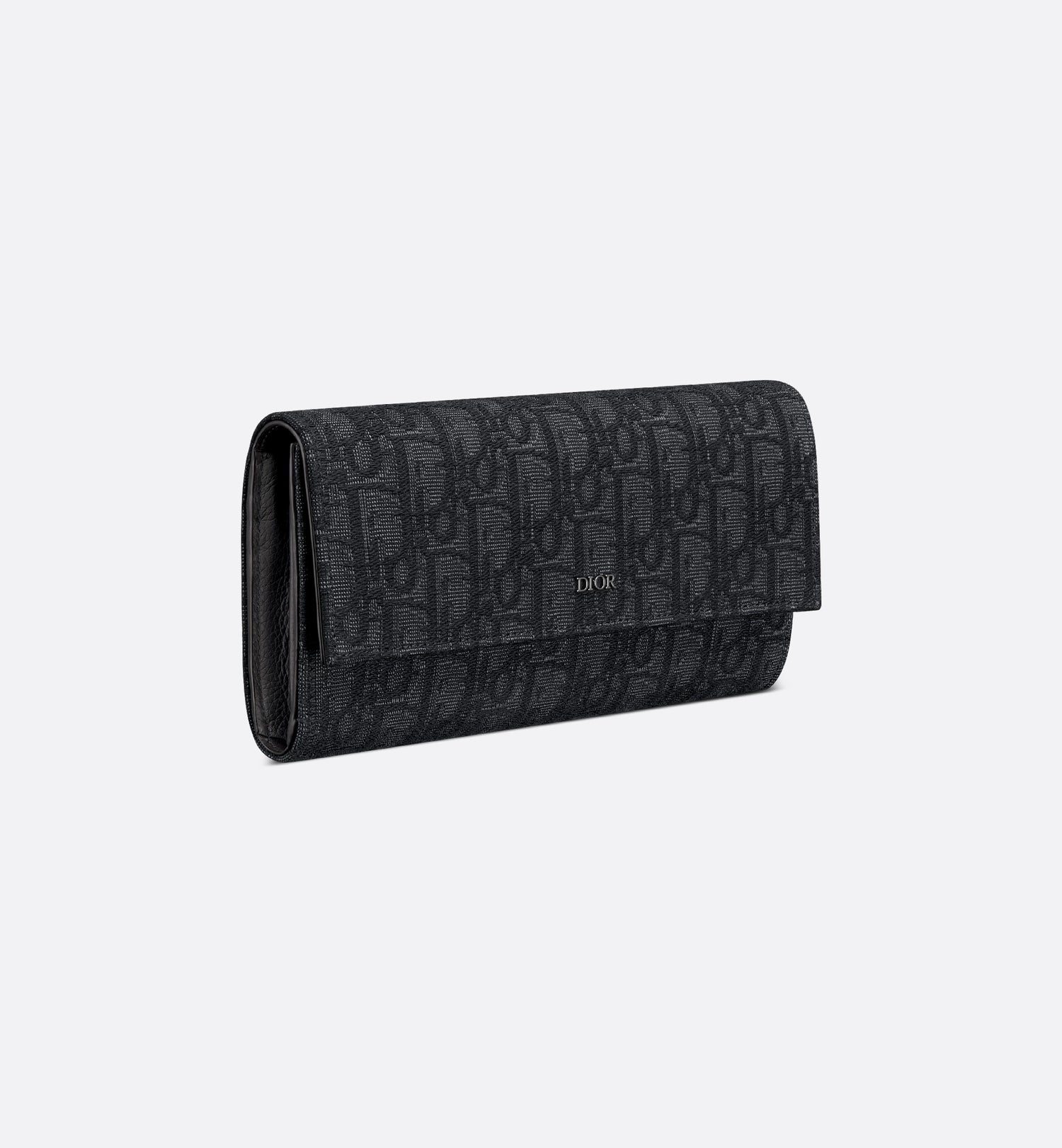 Long Flap Wallet Black Dior Oblique Jacquard