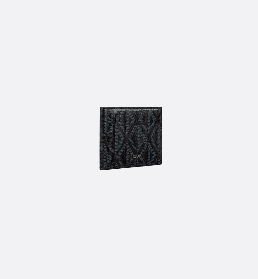 Wallet With Money Clip Black Coated Cotton Canvas With Cd Diamond Print