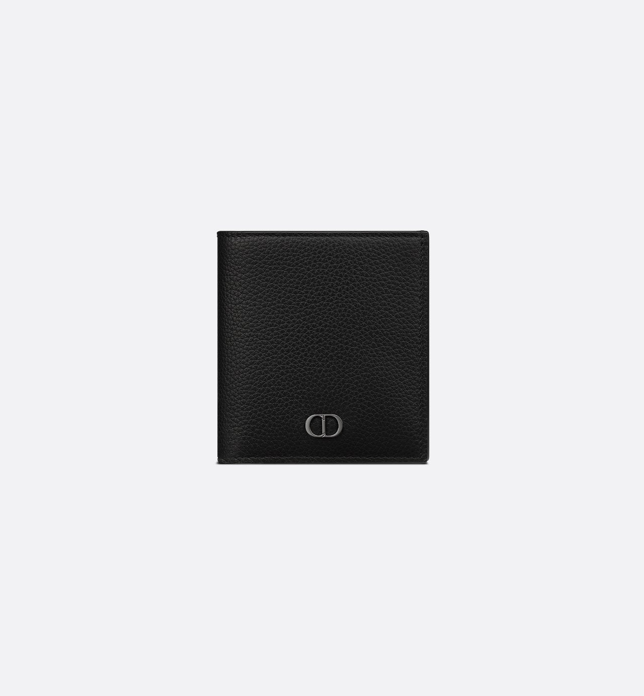 Cd Icon Vertical Bifold Wallet Black Grained Calfskin