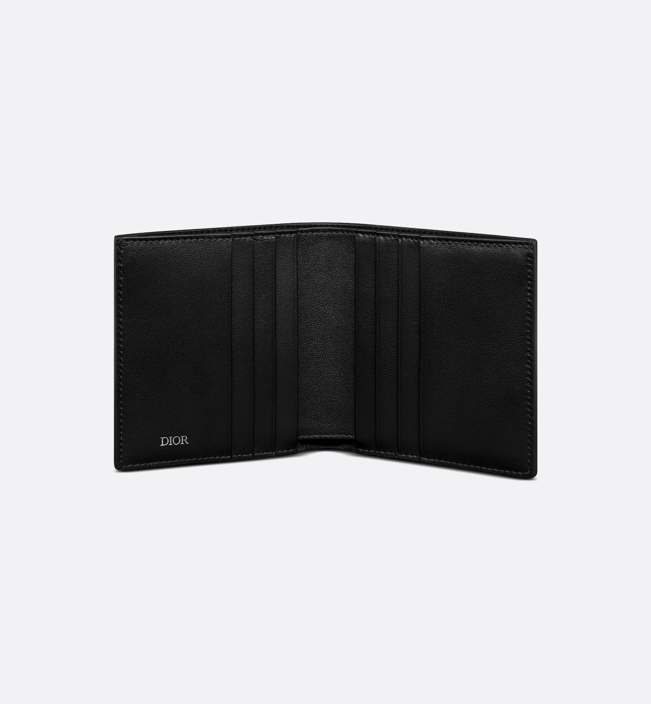 Vertical Bifold Wallet Black Dior Oblique Galaxy Leather