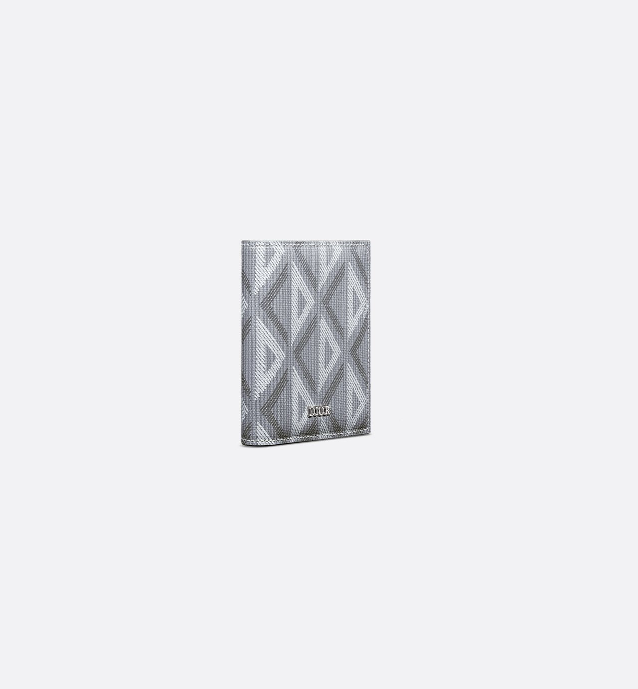 Trifold Wallet Dior Gray Coated Cotton Canvas With Cd Diamond Print