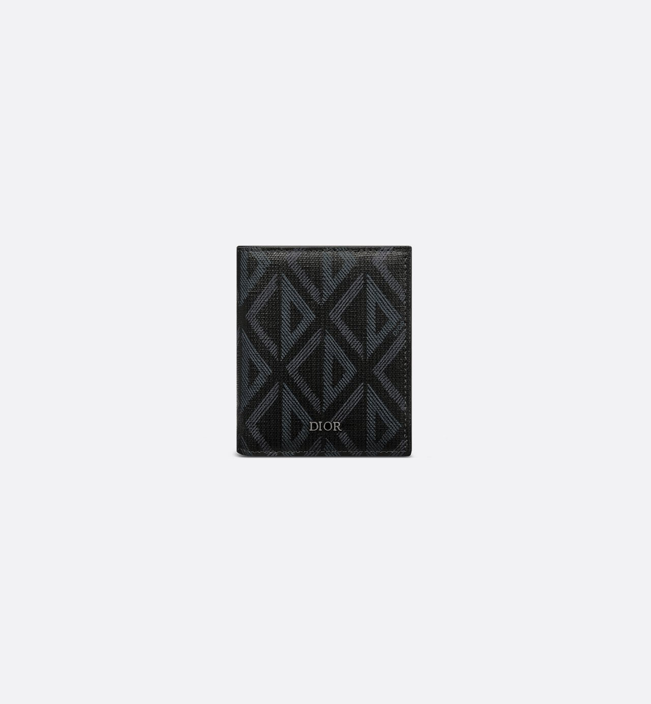 Trifold Wallet Black Coated Cotton Canvas With Cd Diamond Print