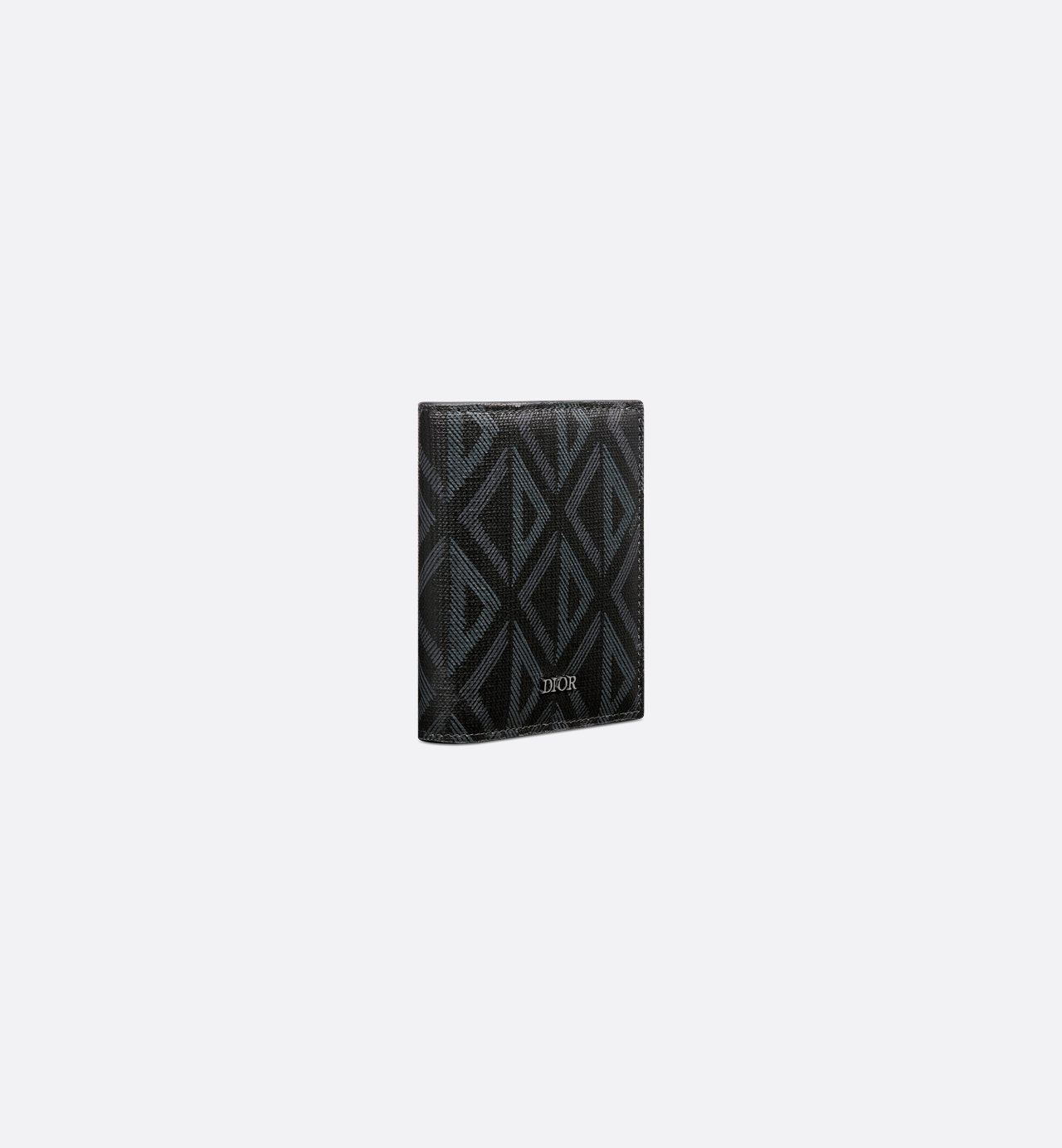 Trifold Wallet Black Coated Cotton Canvas With Cd Diamond Print