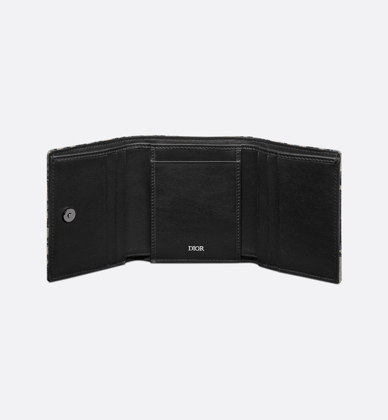 Trifold Wallet Beige And Black Dior Oblique Jacquard