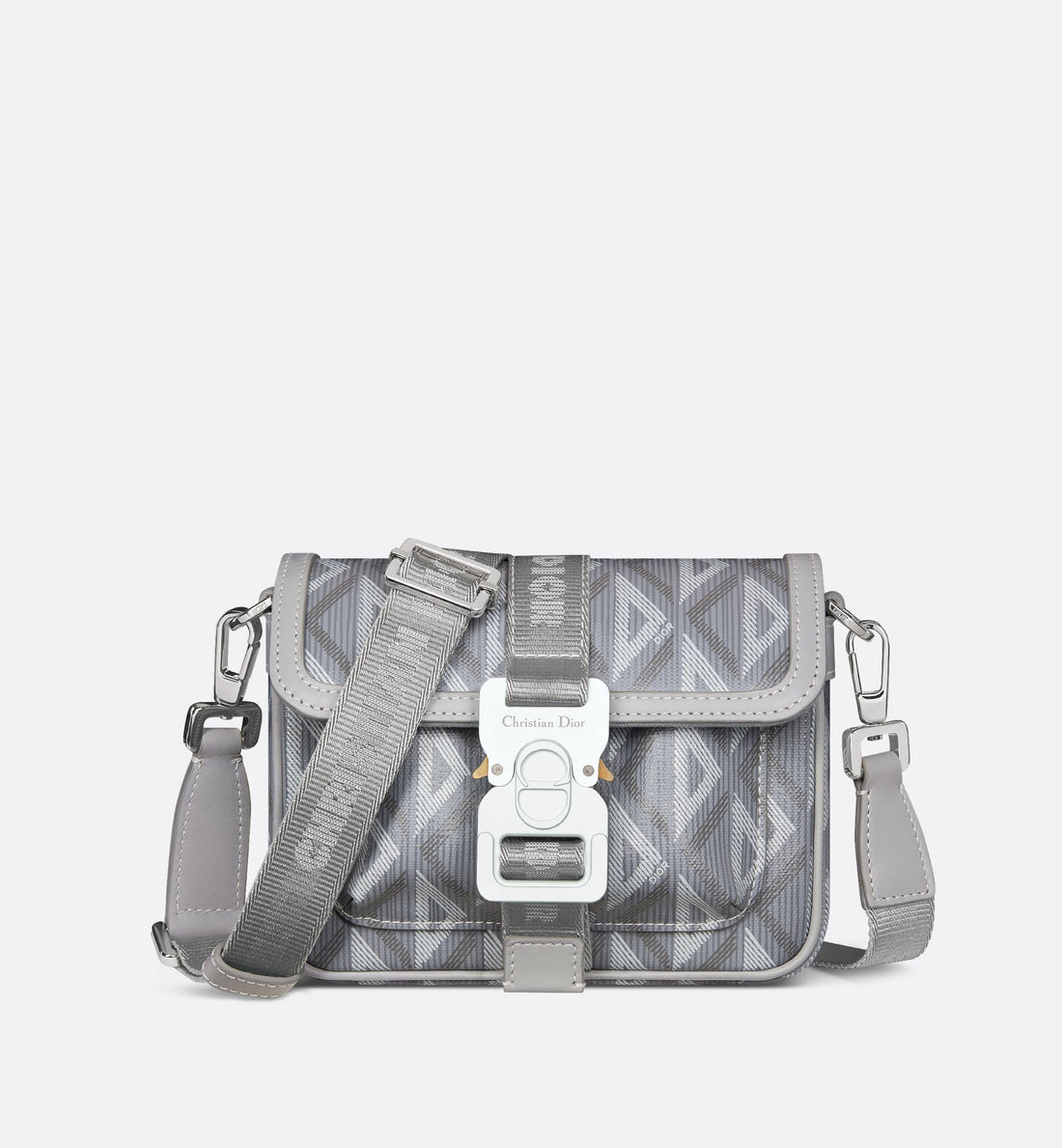 Mini Dior Hit The Road Messenger Bag With Flap Dior Gray Coated Cotton Canvas With Cd Diamond Print