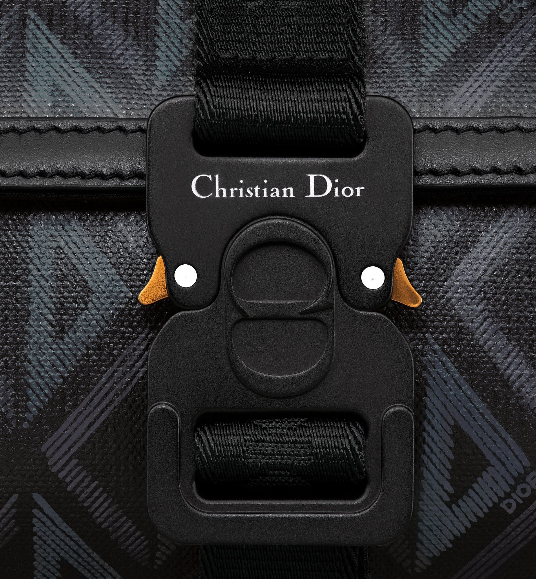 Mini Dior Hit The Road Messenger Bag With Flap Black Coated Cotton Canvas With Cd Diamond Print