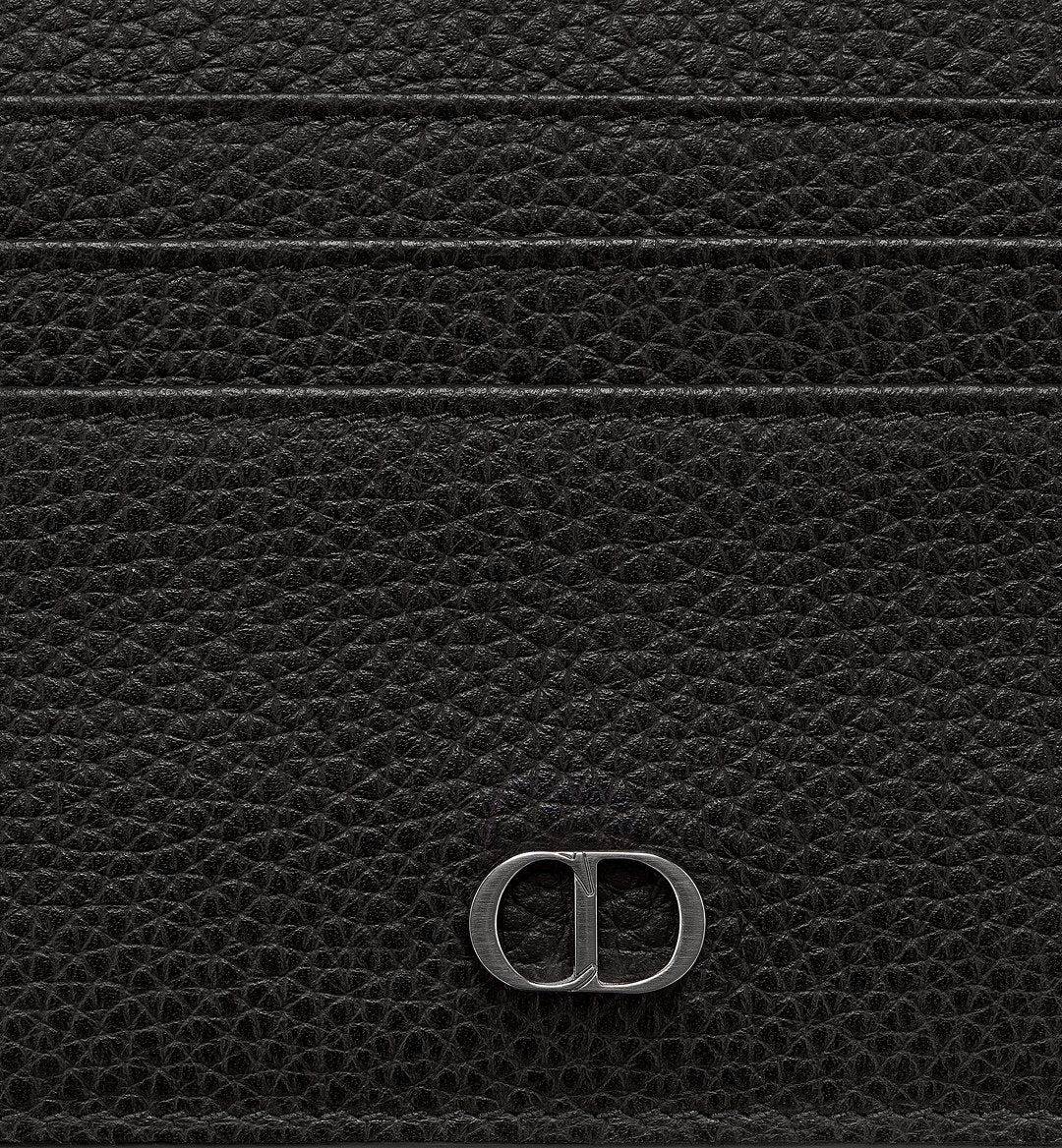 Cd Icon Card Holder Black Grained Calfskin