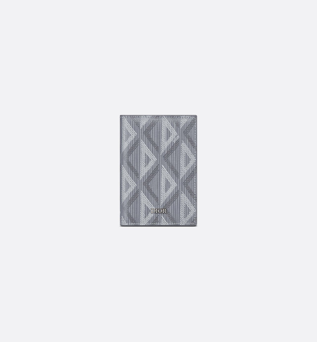 Vertical Bifold Card Holder Dior Gray Coated Cotton Canvas With Cd Diamond Print