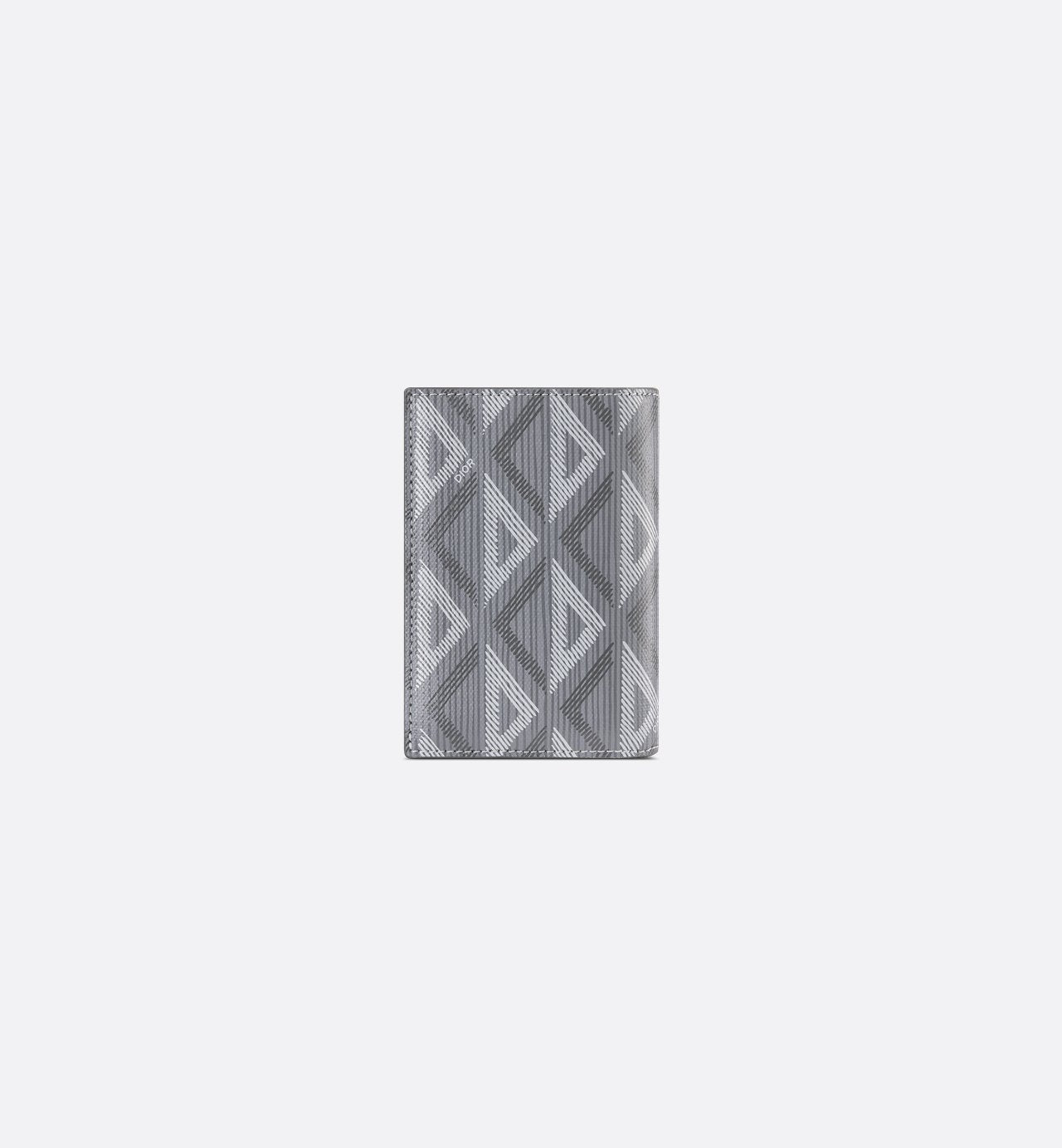 Vertical Bifold Card Holder Dior Gray Coated Cotton Canvas With Cd Diamond Print