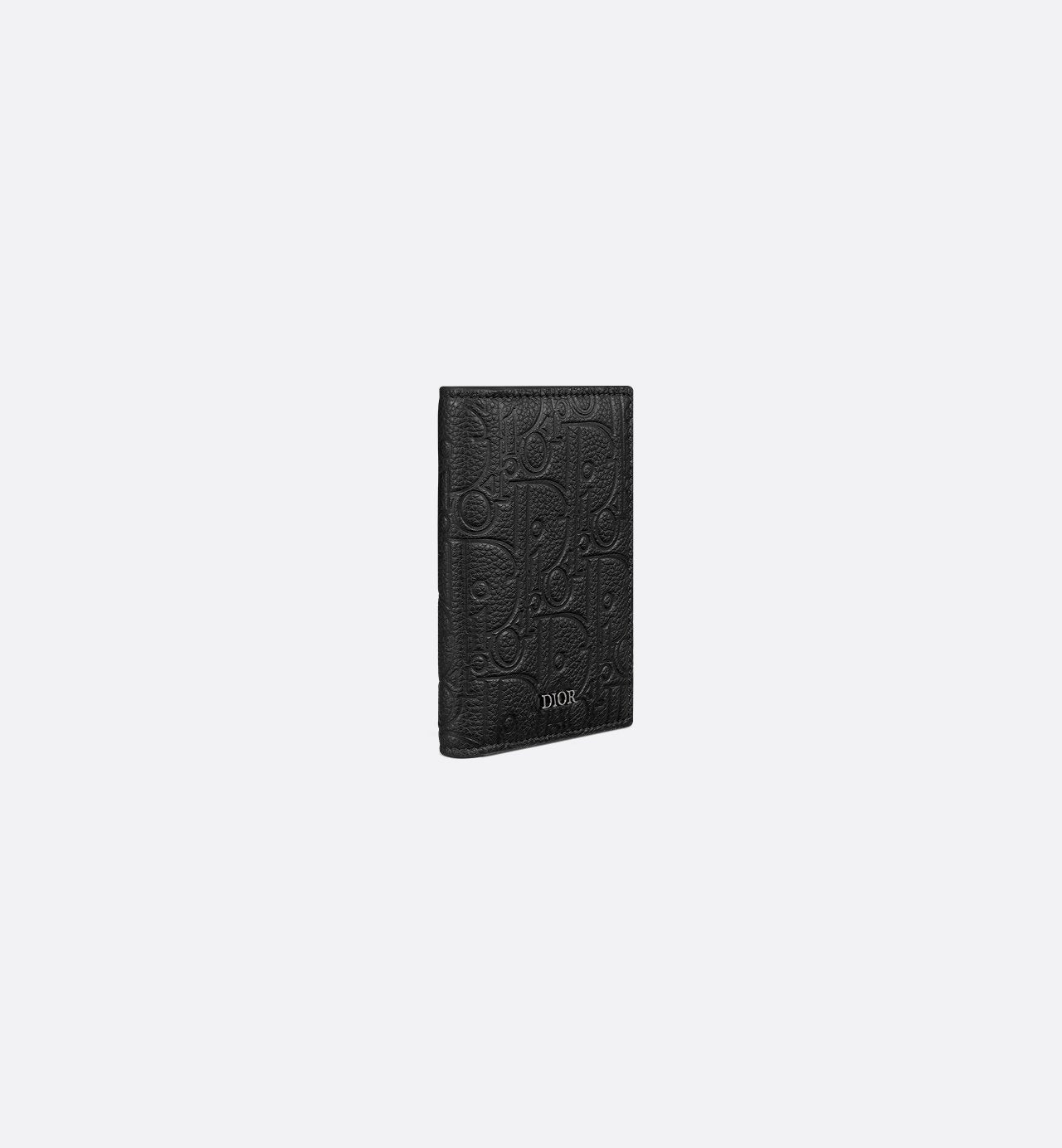 Vertical Bifold Card Holder Black Dior Gravity Leather