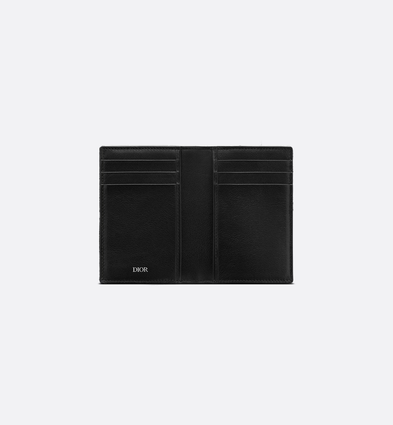 Vertical Bifold Card Holder Black Dior Oblique Galaxy Leather