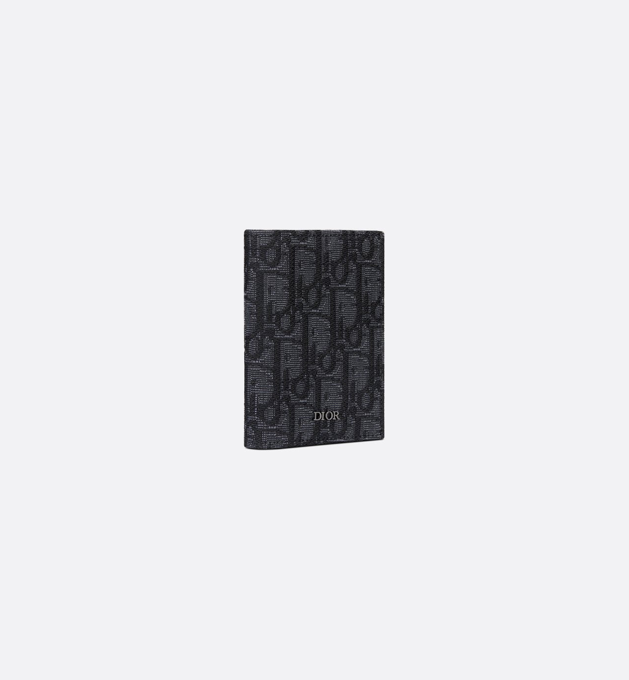 Vertical Bifold Card Holder Black Dior Oblique Jacquard