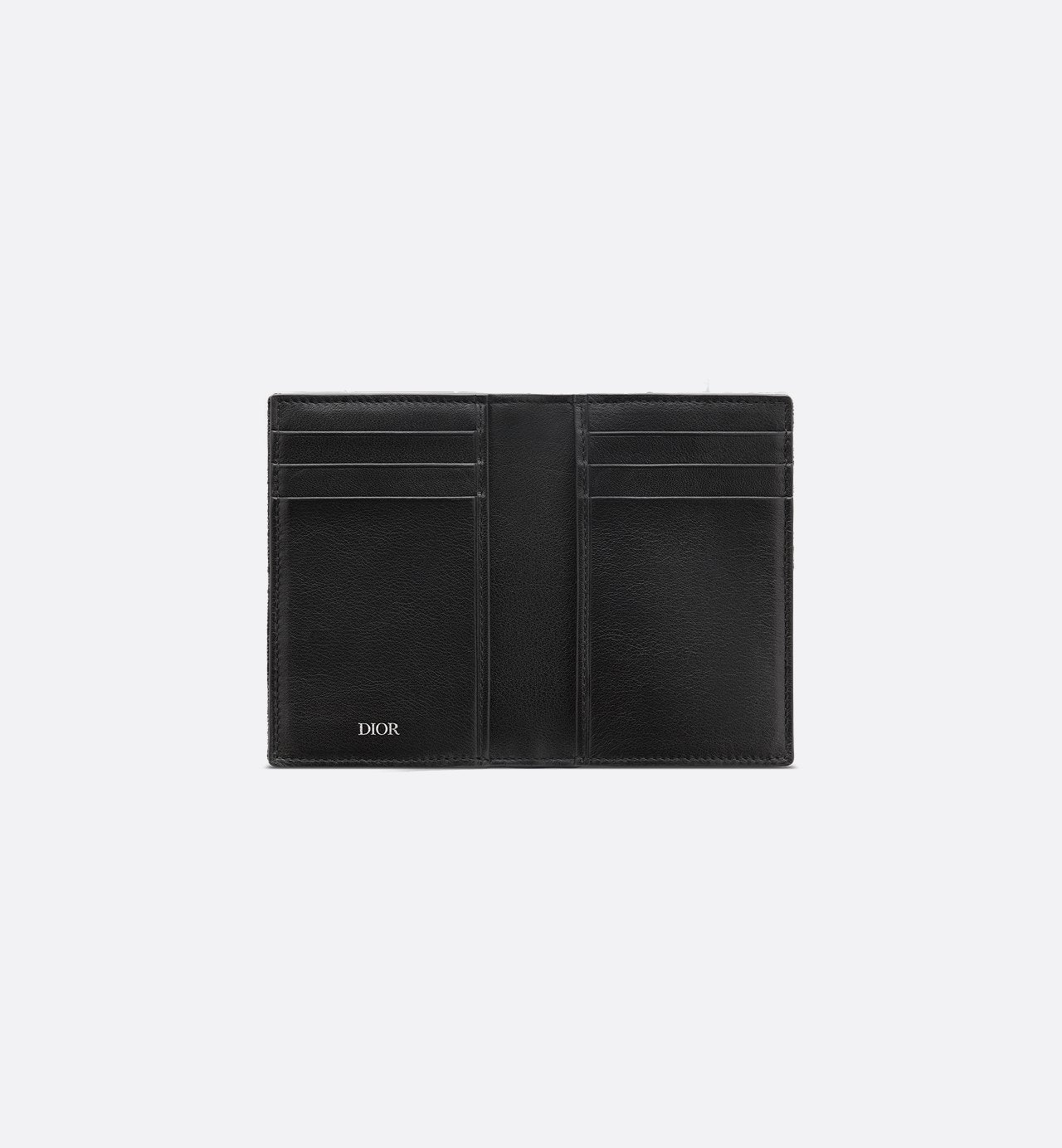 Vertical Bifold Card Holder Black Dior Oblique Jacquard