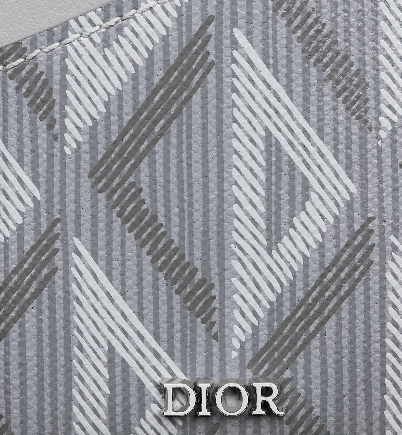 Magnetic Card Holder Dior Gray Coated Cotton Canvas With Cd Diamond Print