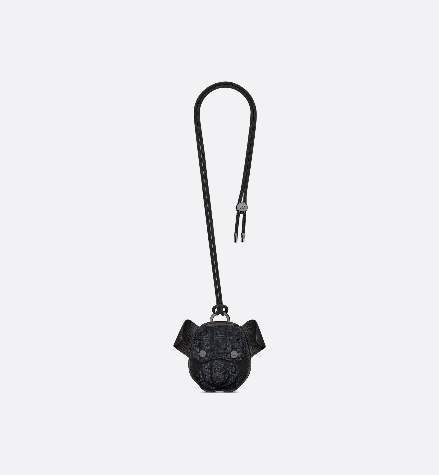 Bobby Earbud Case Black Dior Oblique Jacquard And Black Grained Calfskin