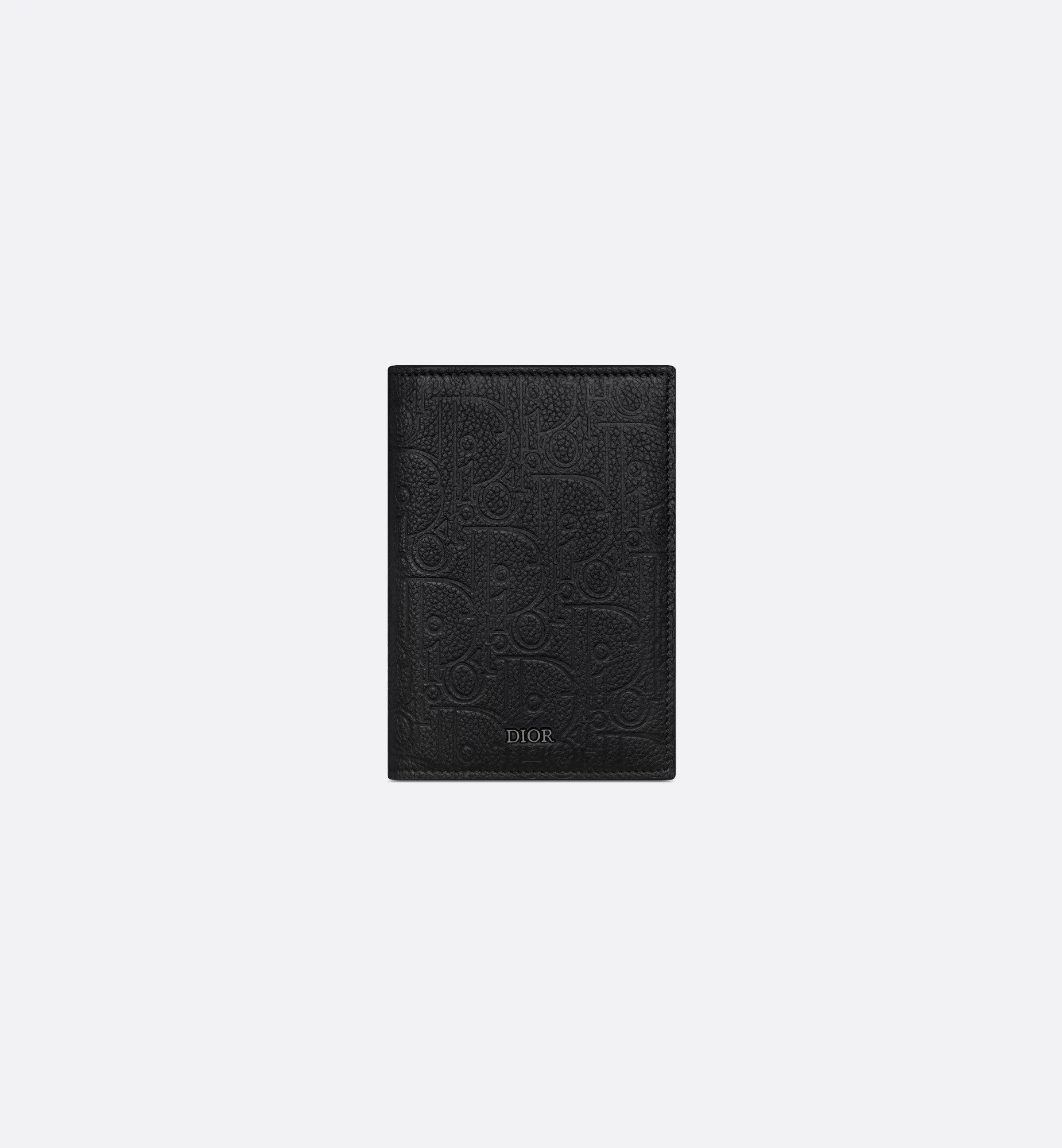 Passport Cover Black Dior Gravity Leather