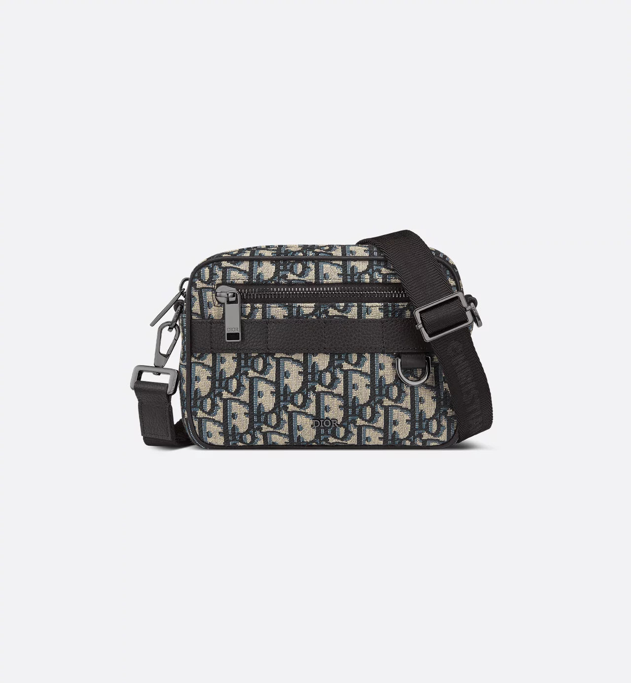 Mini Safari Bag with Strap Beige and Black Dior Oblique Jacquard