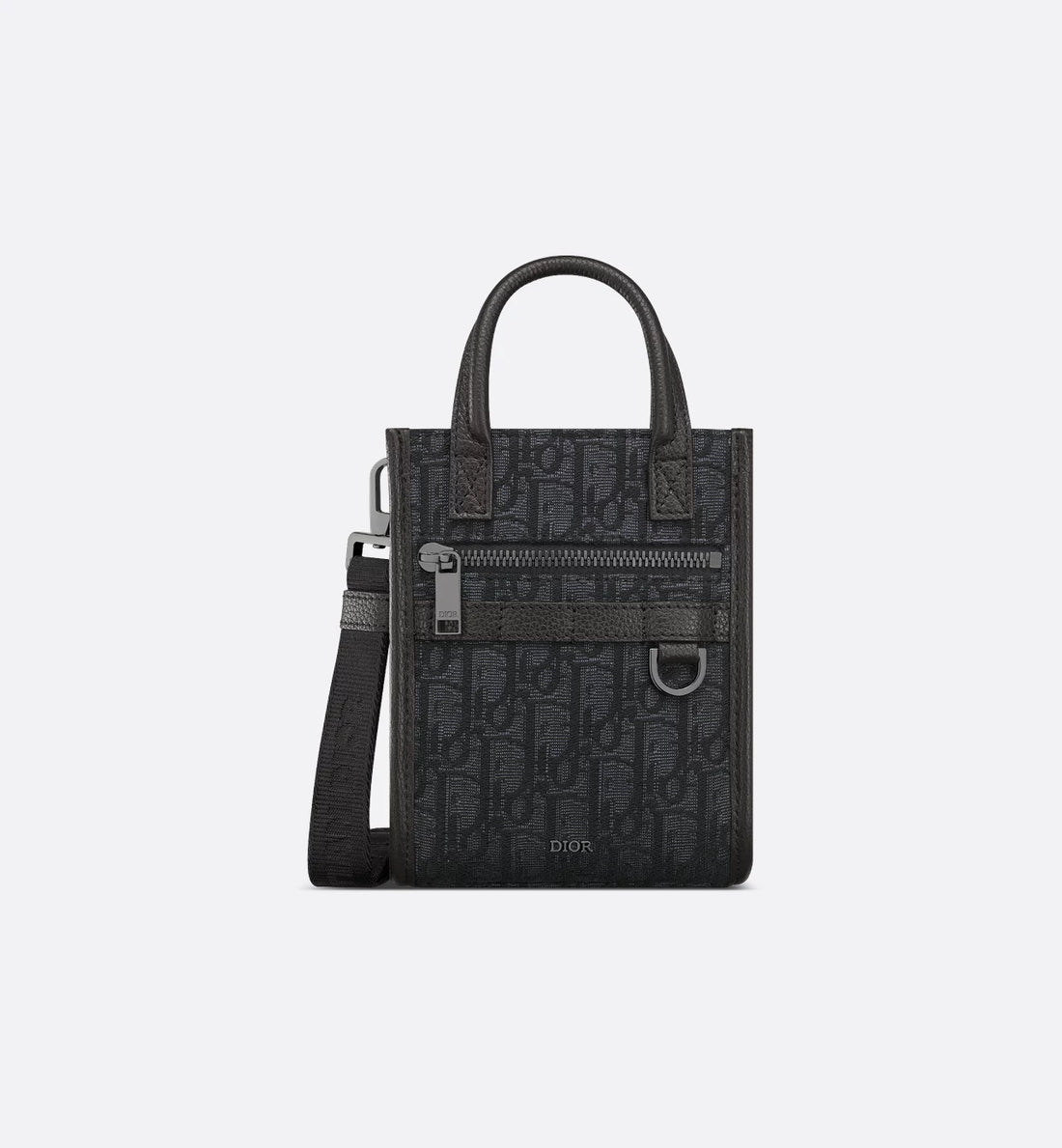 Safari North-South Mini Tote Bag Black Dior Oblique Jacquard And Grained Calfskin