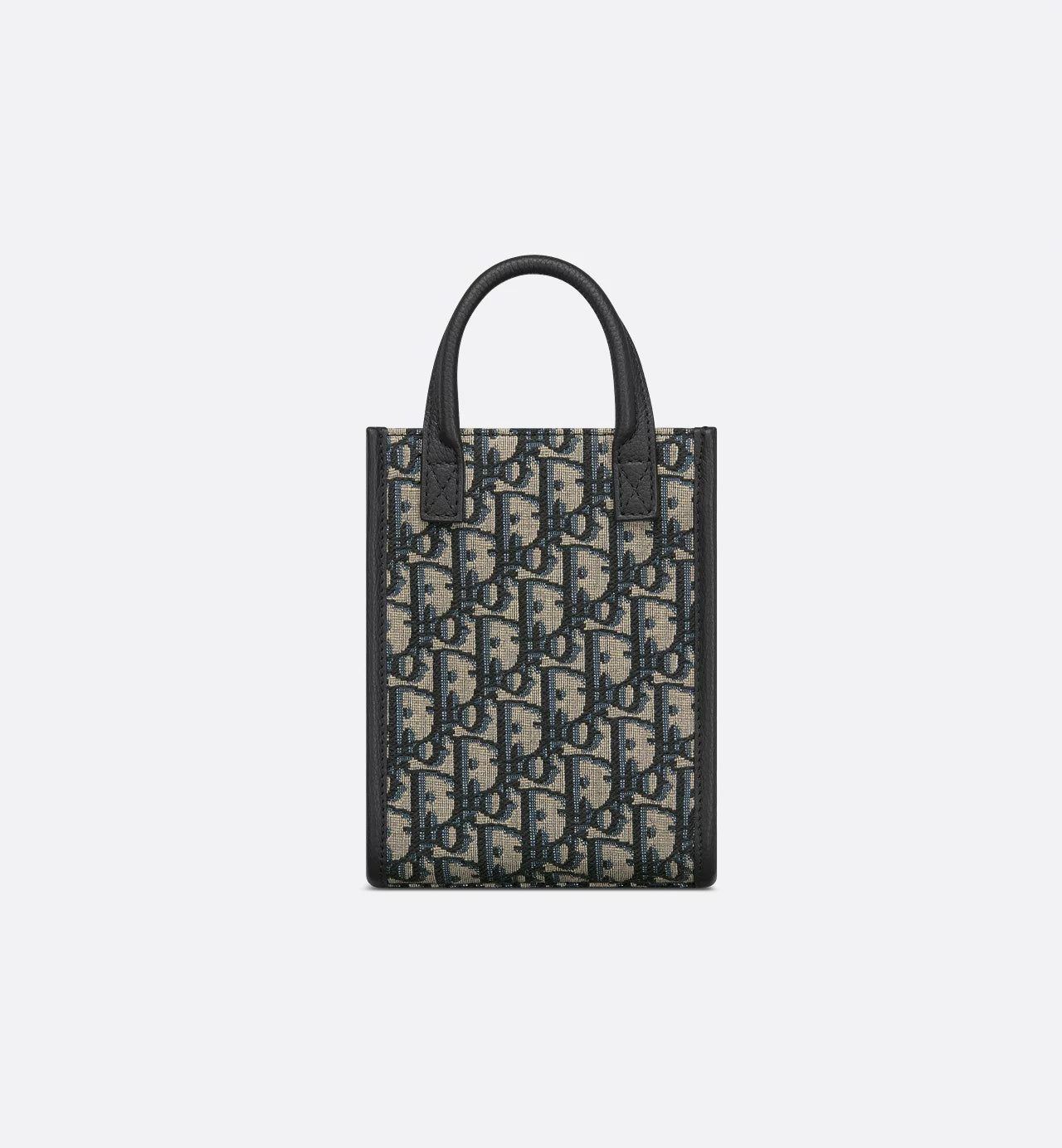 Safari North-South Mini Tote Bag Beige And Black Dior Oblique Jacquard And Black Grained Calfskin