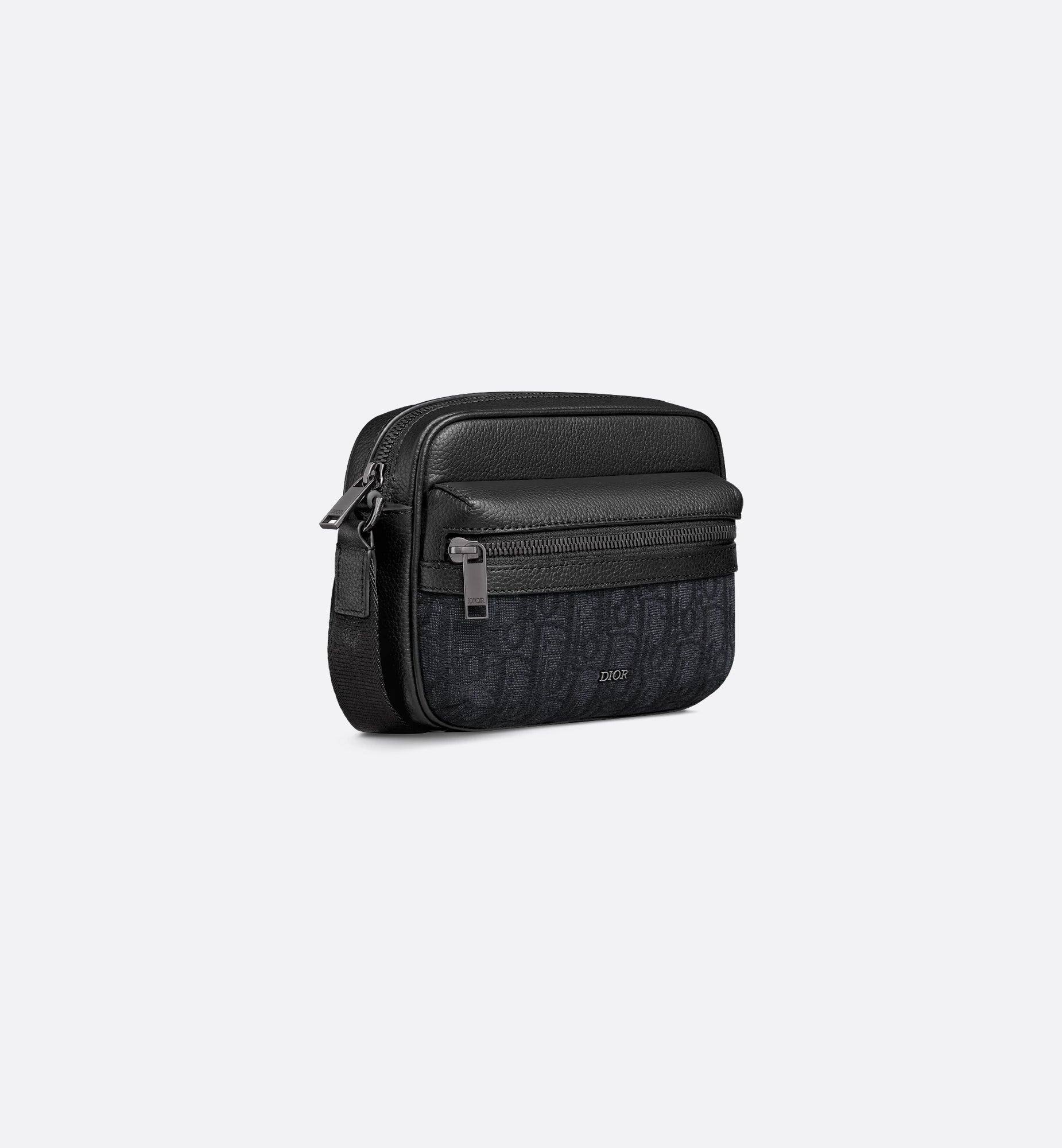 Mini Rider 2.0 Zipped Messenger Bag Black Dior Oblique Jacquard And Black Grained Calfskin