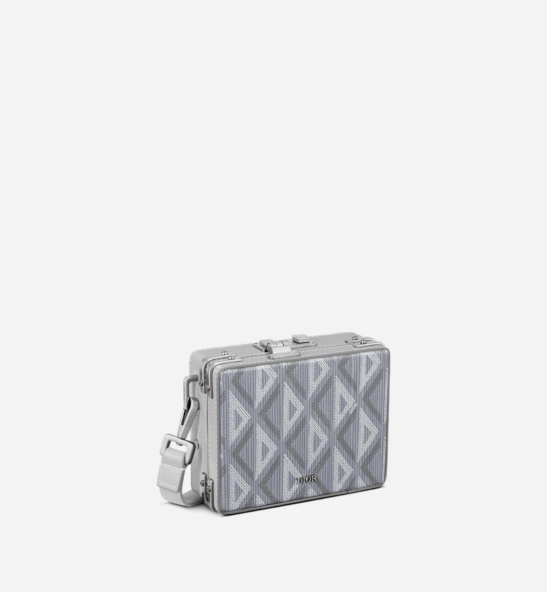 Lock Micro Case Dior Gray Coated Cotton Canvas With Cd Diamond Print