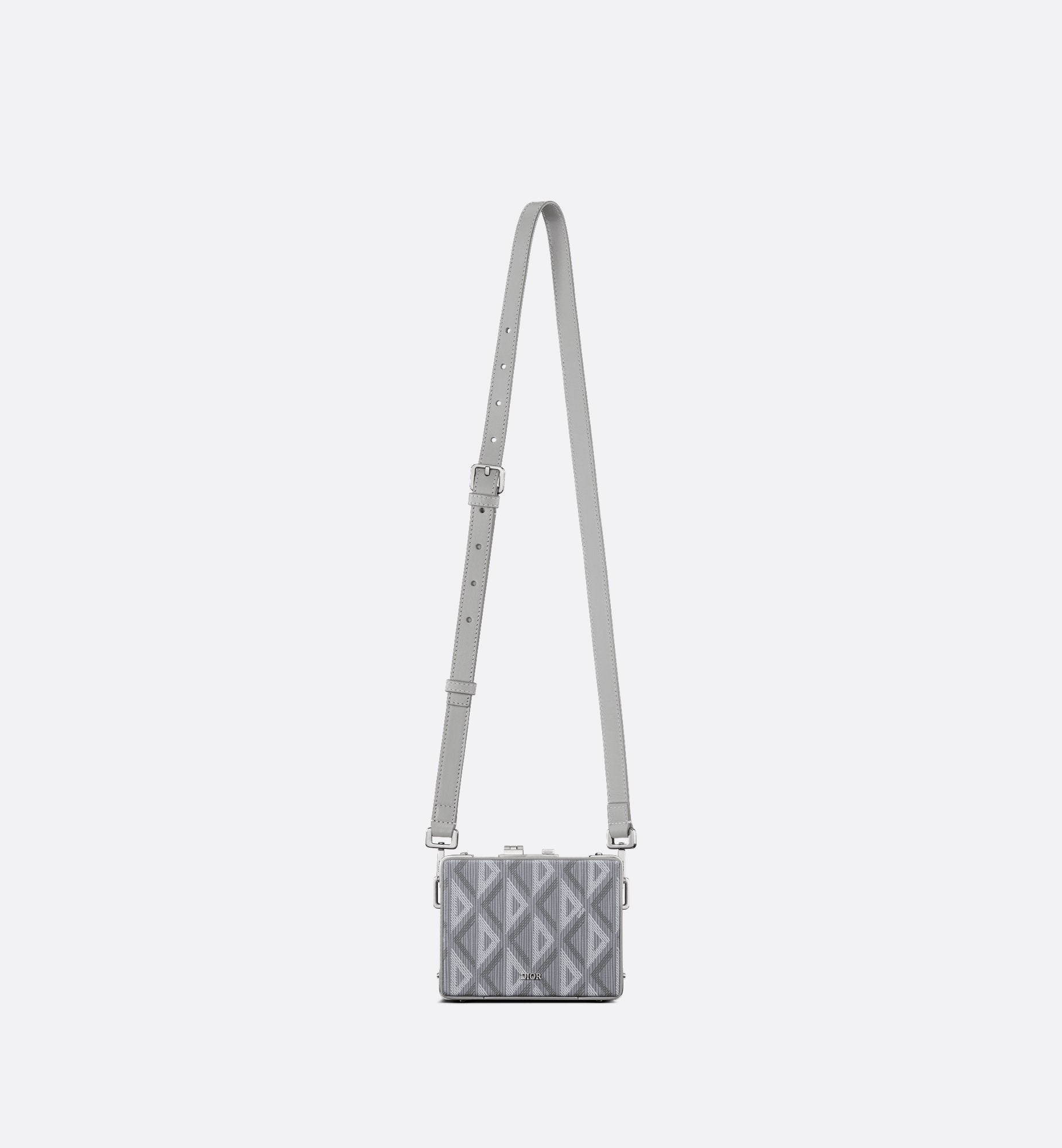 Lock Micro Case Dior Gray Coated Cotton Canvas With Cd Diamond Print