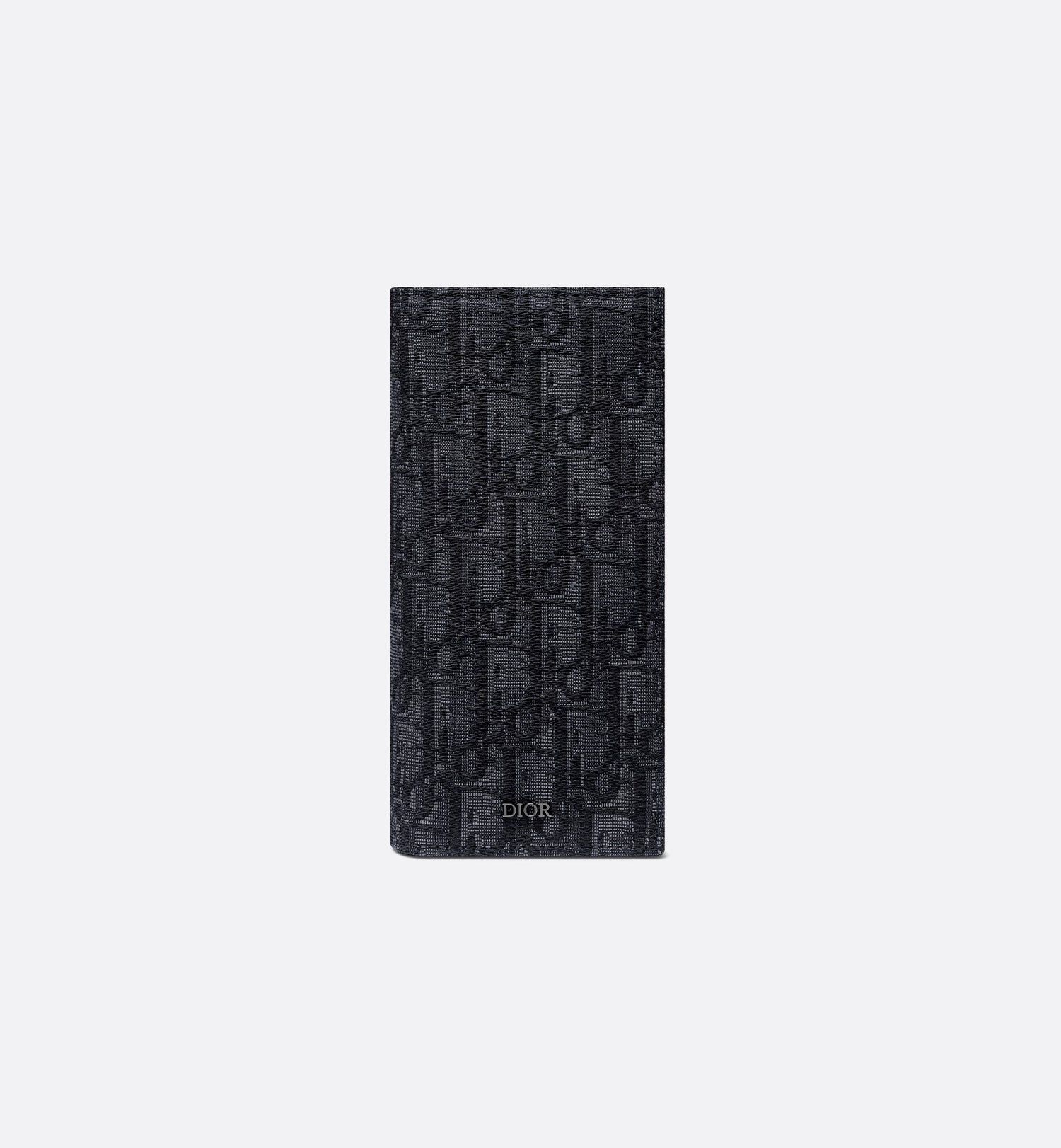 Vertical Long Wallet Black Dior Oblique Jacquard