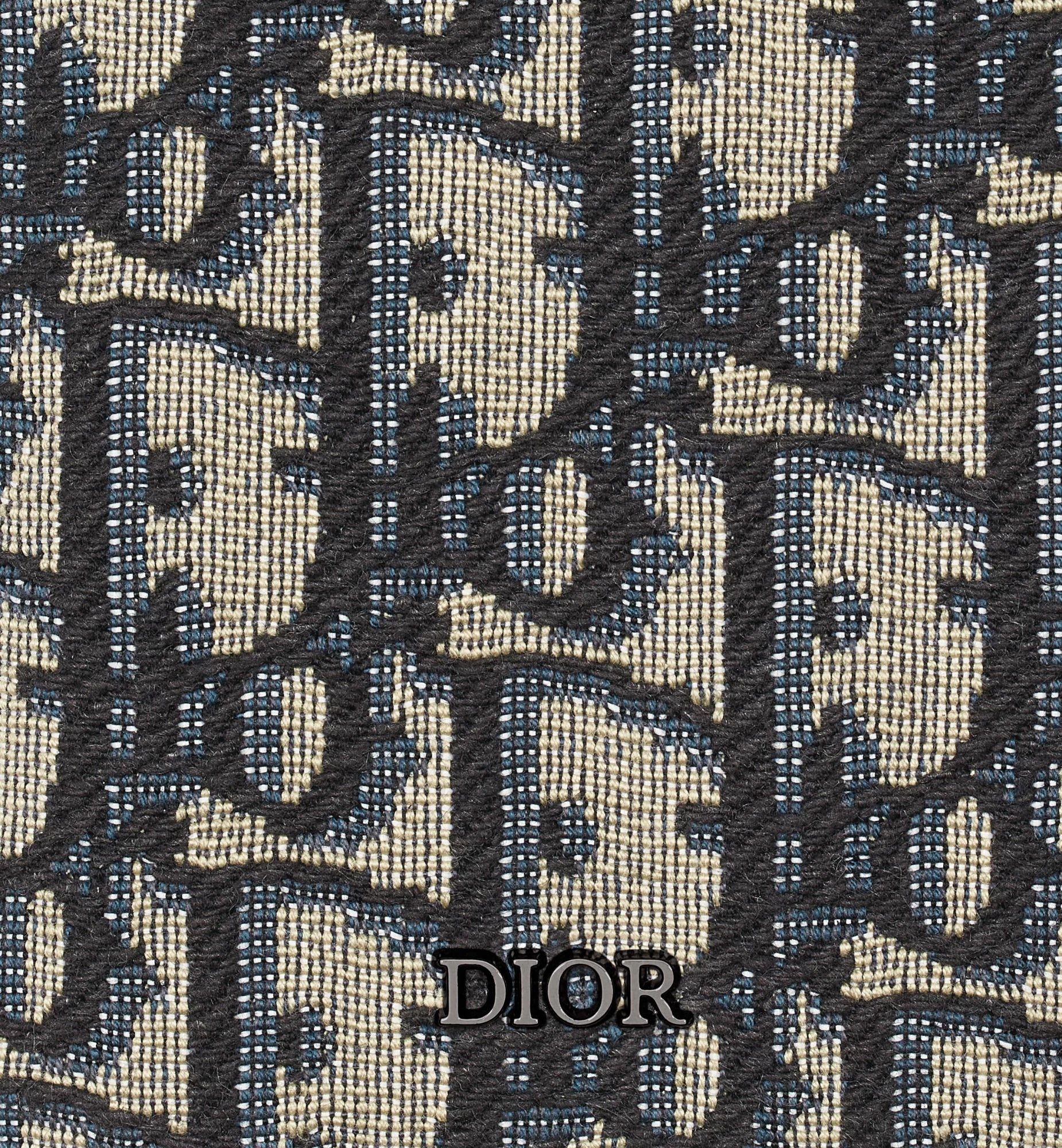 Vertical Long Wallet Beige And Black Dior Oblique Jacquard