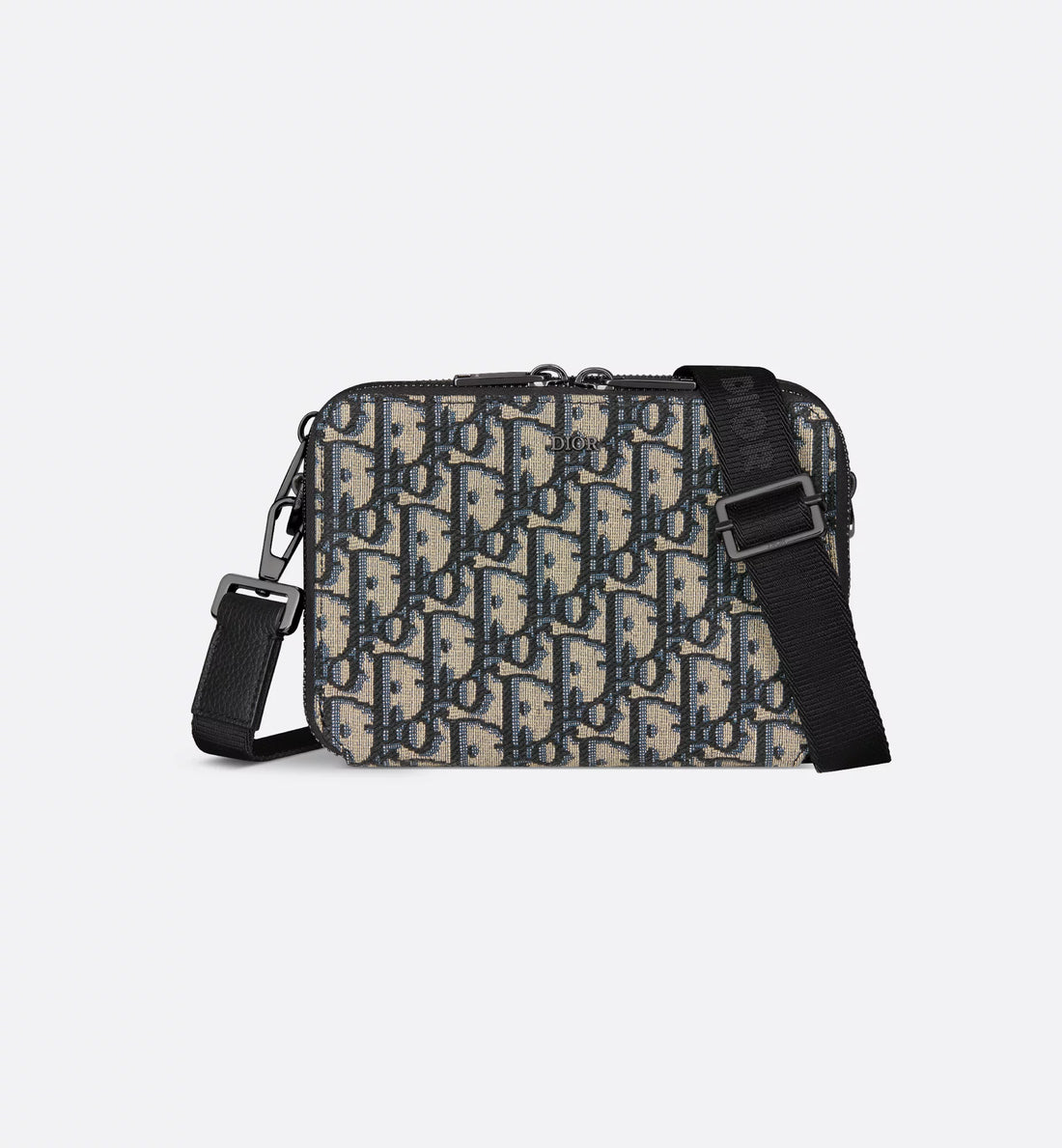 Zipped Pouch With Strap Beige And Black Dior Oblique Jacquard