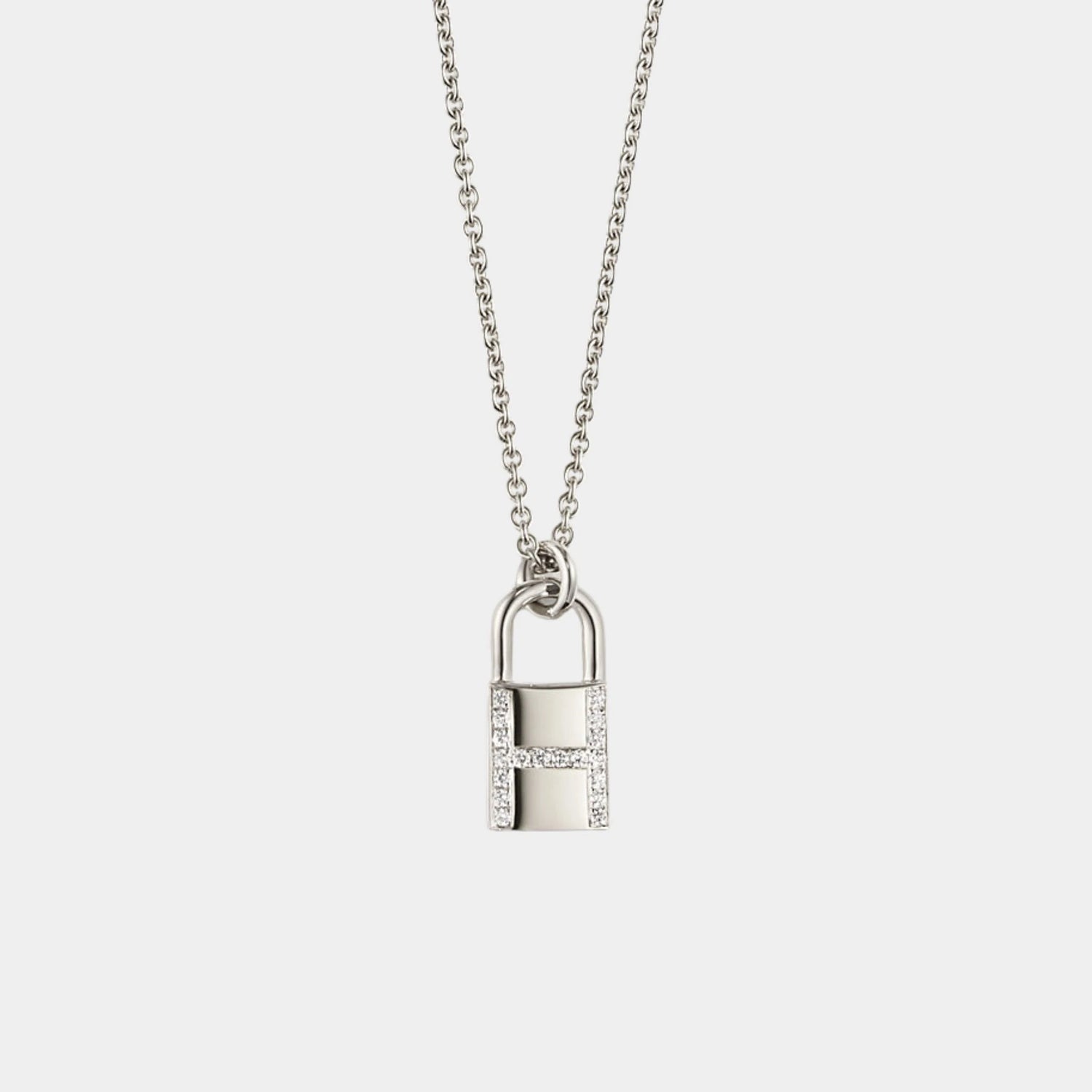Kelly Padlock Pendant White Gold - Diamonds