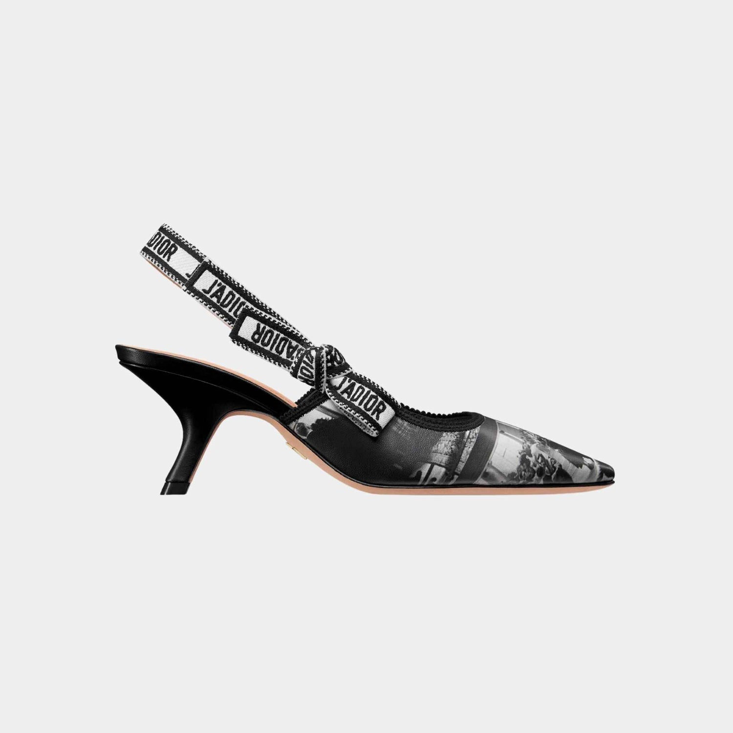 JAdior Slingback Pump Gray And Black Lambskin Printed