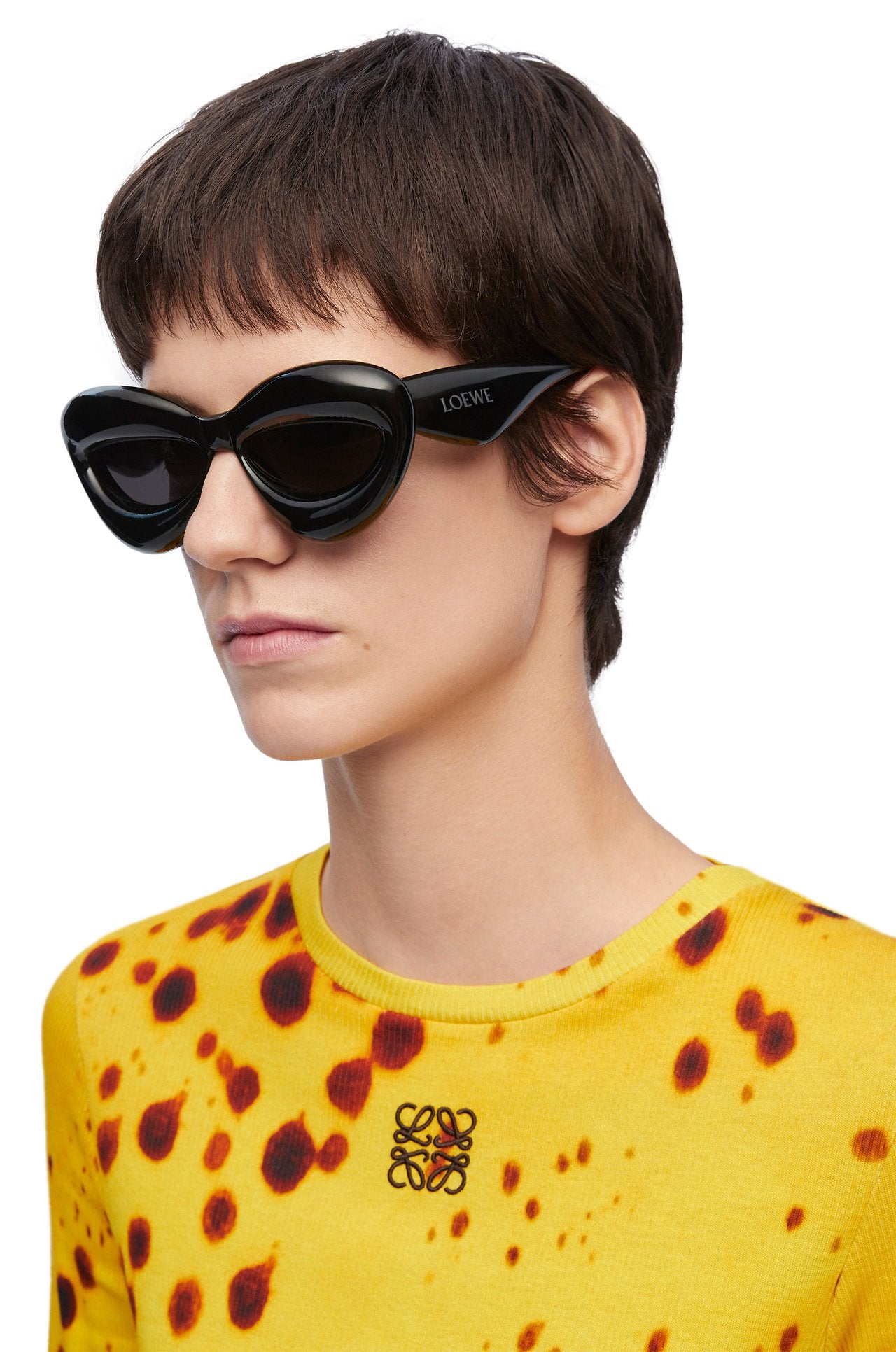 Inflated cateye sunglasses in nylon