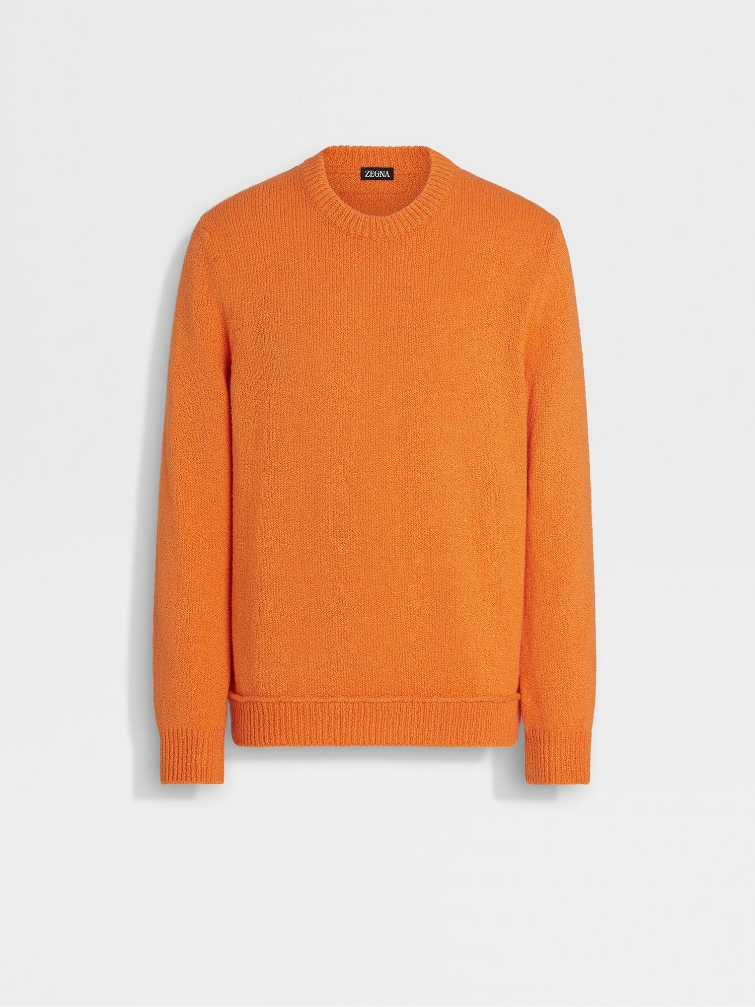 Bright Orange Cotton and Silk Crewneck