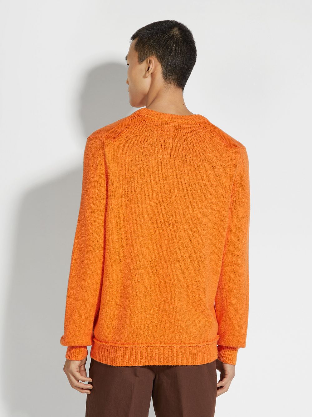 Bright Orange Cotton and Silk Crewneck