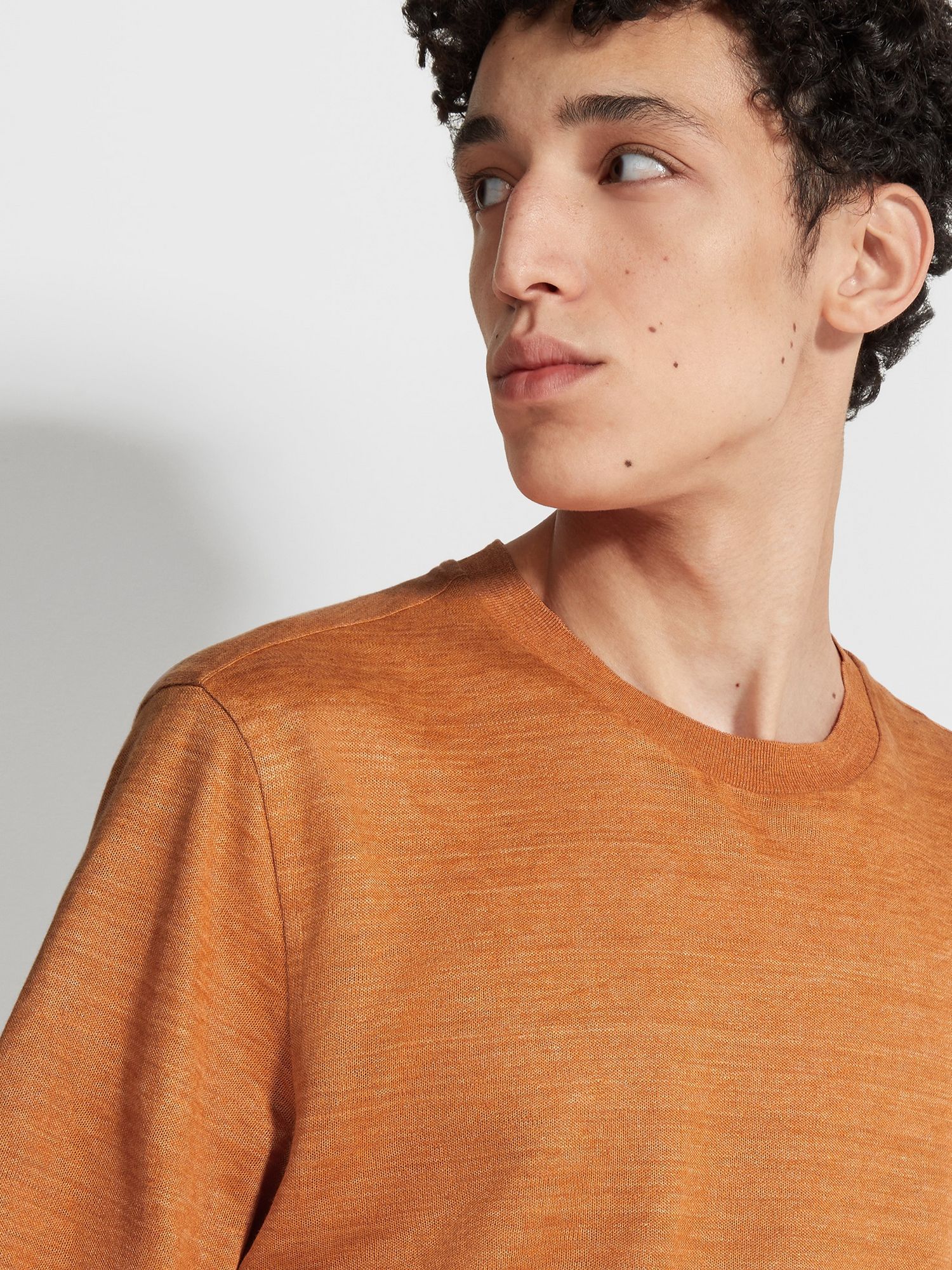 Bright Orange Linen T Shirt