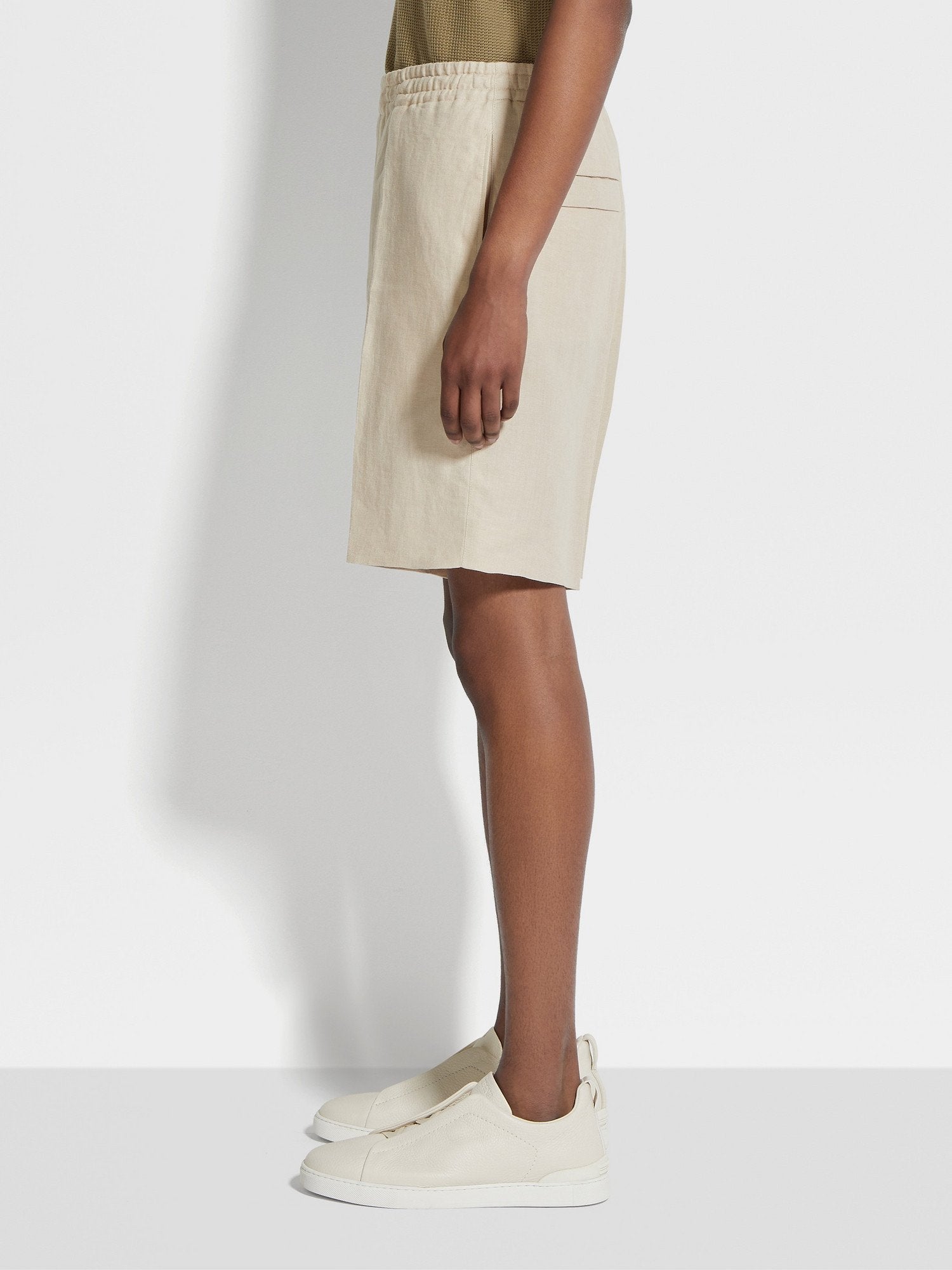 Light Beige Oasi Lino Short Pants