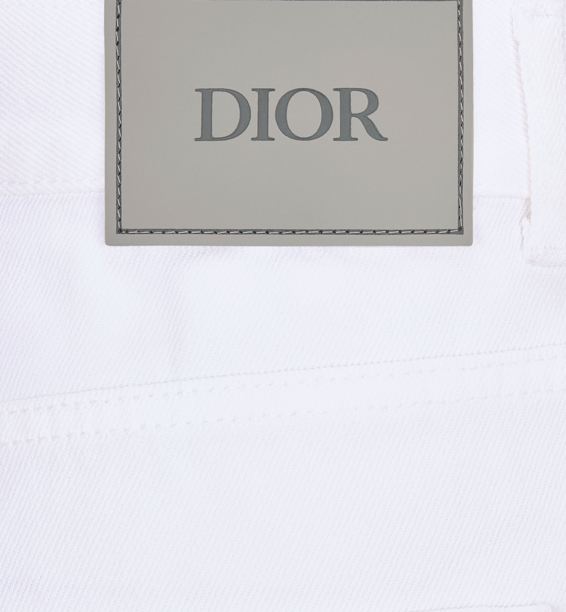 Long Regular Jeans White Cotton Twill