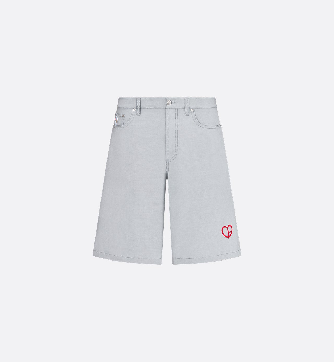 Cd Heart Bermuda Shorts Gray Cotton Canvas