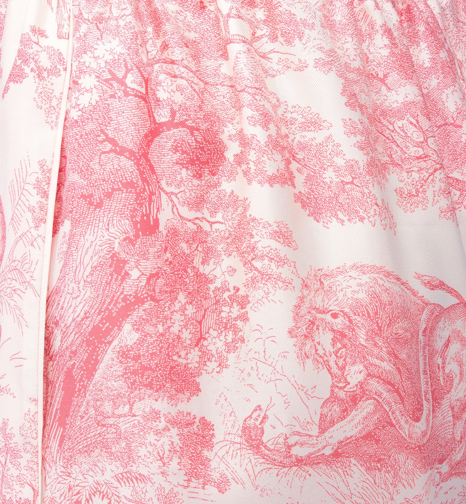 Dioriviera Shorts White And Candy Pink Silk Twill With Toile De Jouy Sauvage Motif