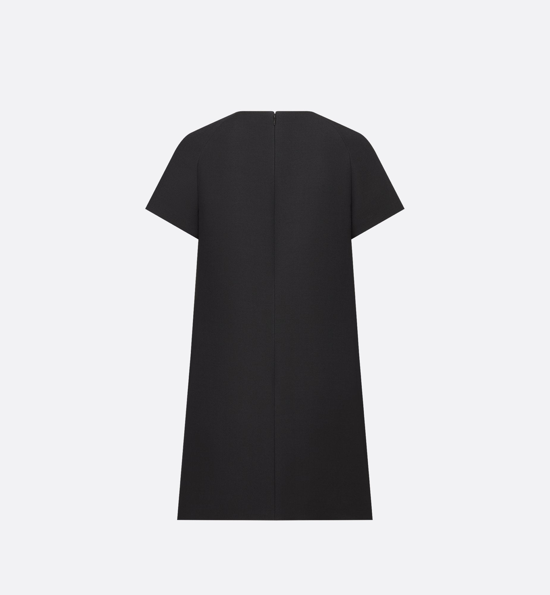 Straight Dress Black Wool And Silk