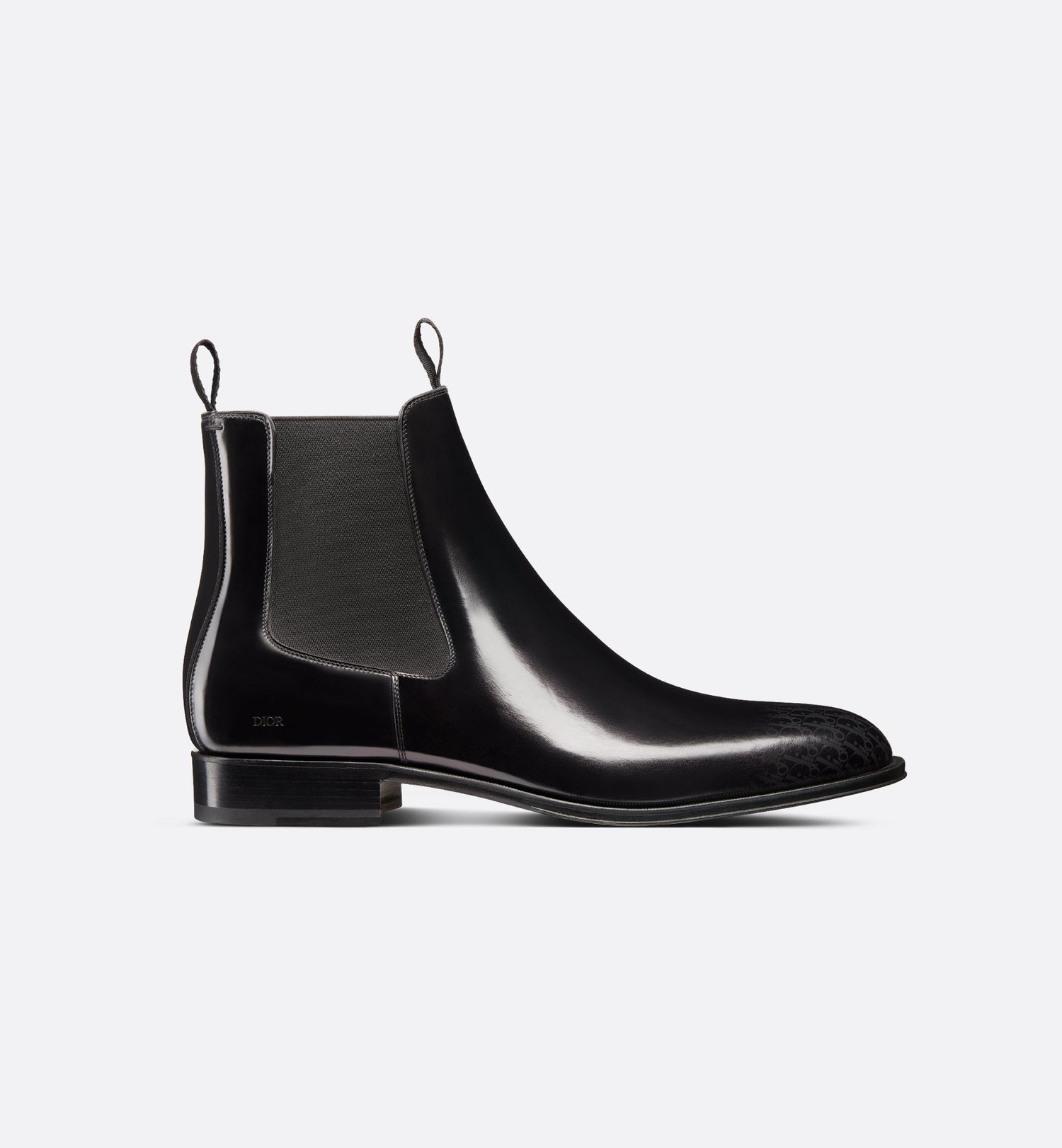 Timeless Chelsea Boot Black Calfskin With Gray And Black Dior Oblique Gradient Patina