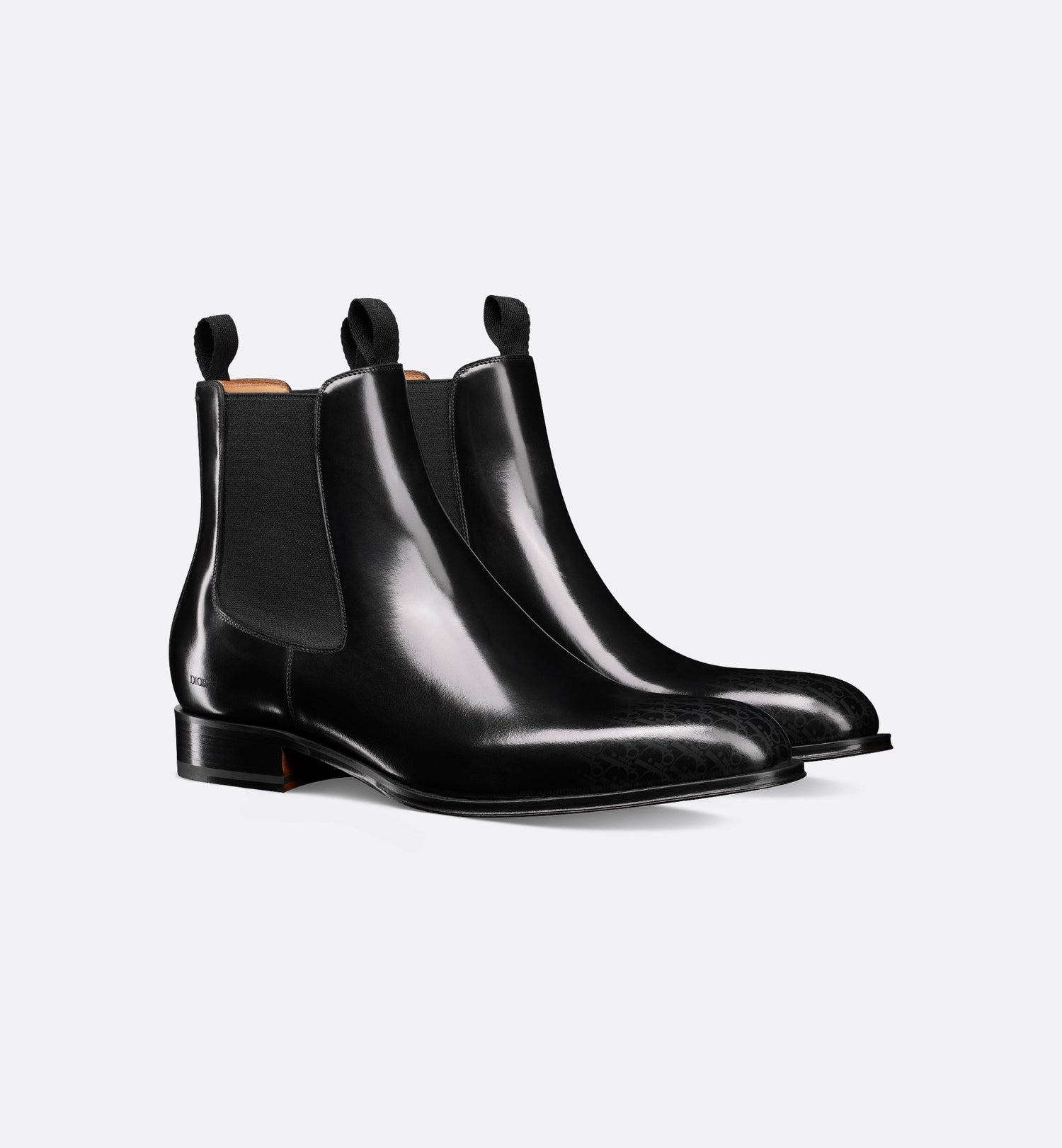 Timeless Chelsea Boot Black Calfskin With Gray And Black Dior Oblique Gradient Patina