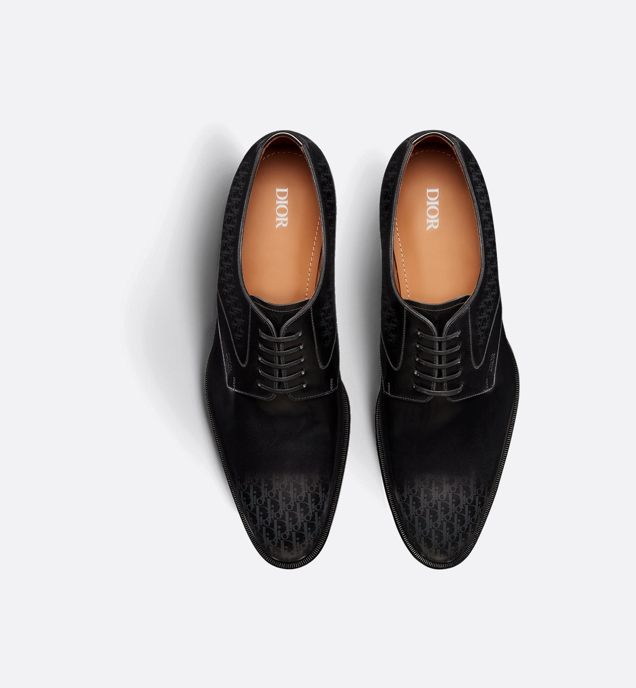 Timeless Derby Shoe Black Calfskin With Gray And Black Dior Oblique Gradient Patina