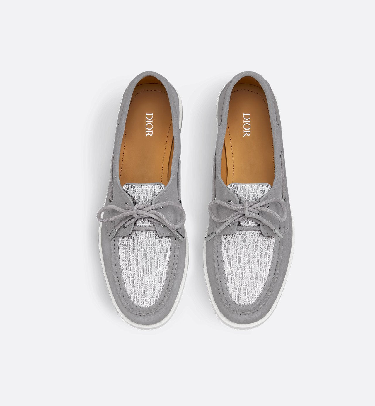 Granville Boat Shoe Dior Gray Suede And Dior Oblique Jacquard