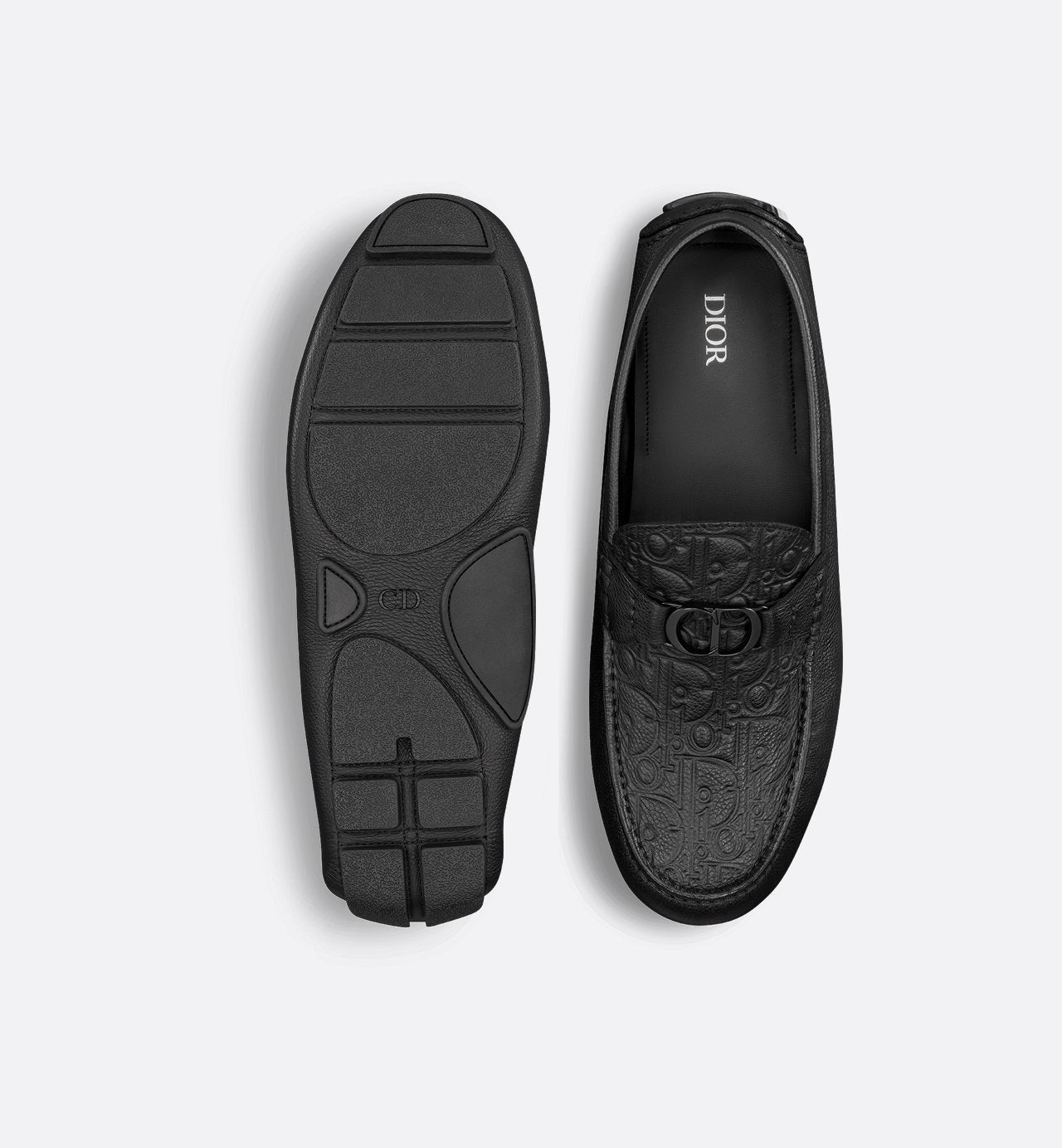 Odeon Loafer Black Grained Calfskin And Black Dior Gravity Leather