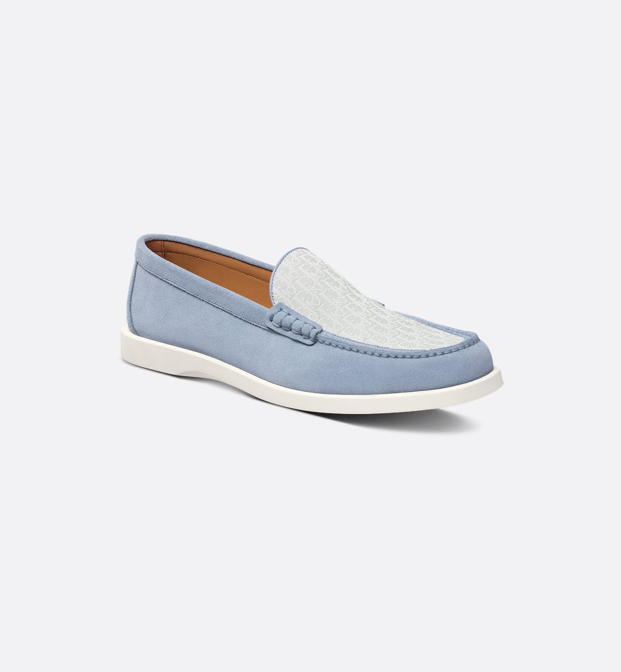 Granville Loafer Blue Suede With Gray And White Dior Oblique Jacquard