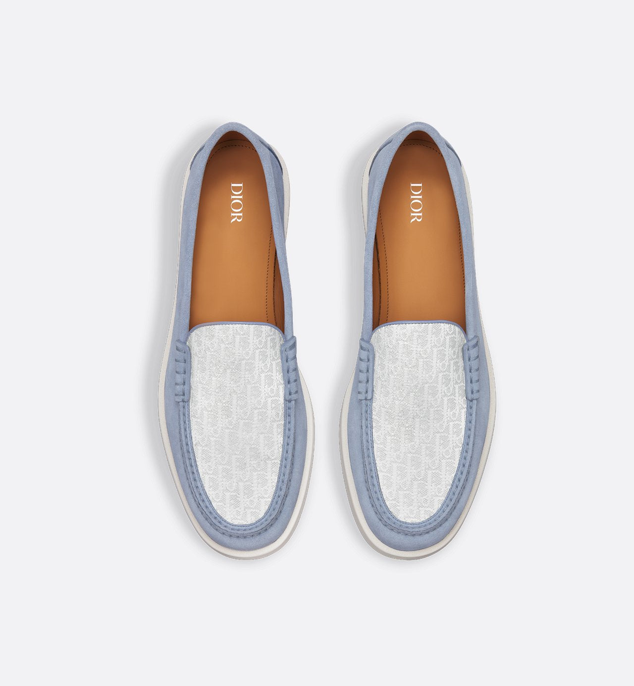 Granville Loafer Blue Suede With Gray And White Dior Oblique Jacquard