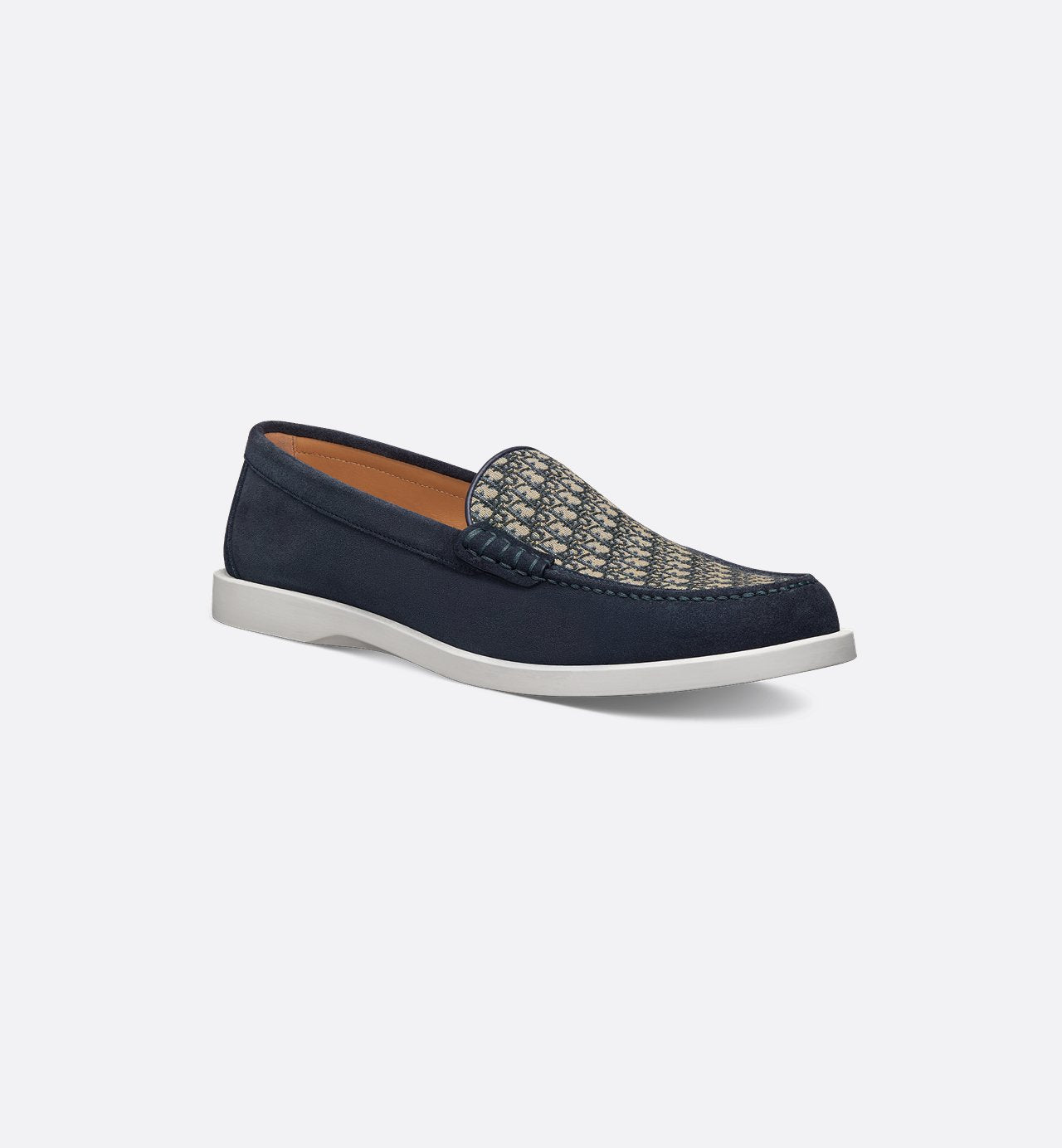 Granville Loafer Navy Blue Suede With Beige And Black Dior Oblique Jacquard