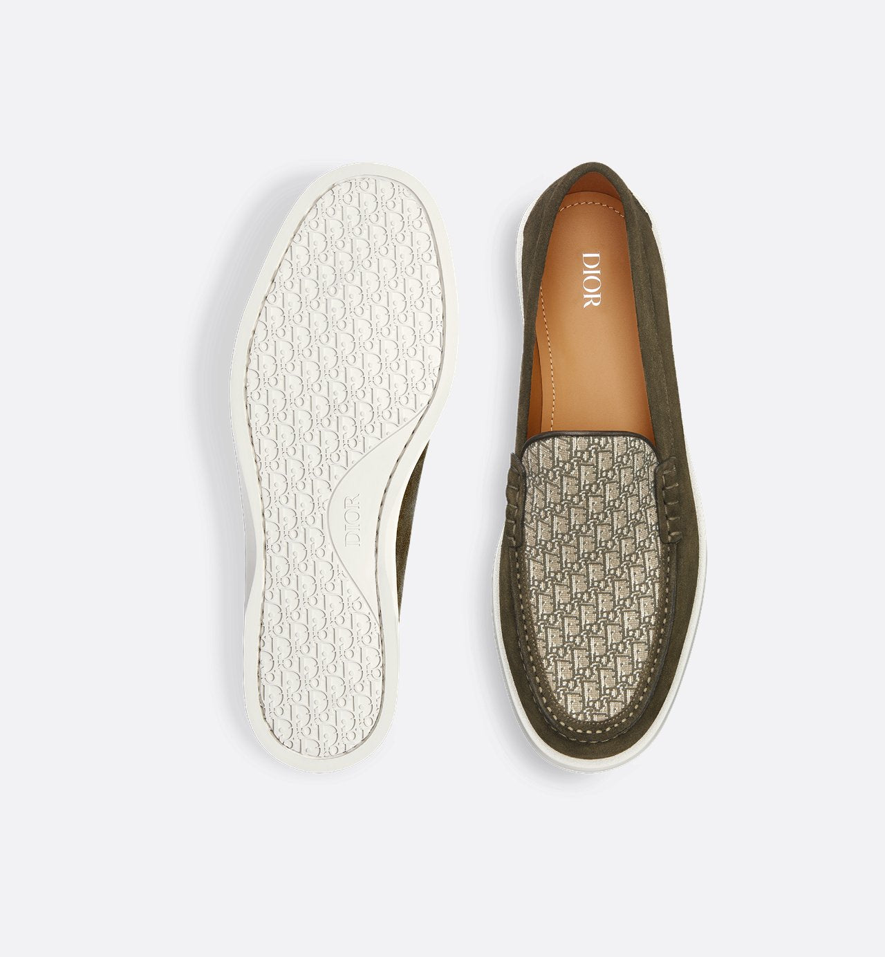 Granville Loafer Khaki Suede And Dior Oblique Jacquard