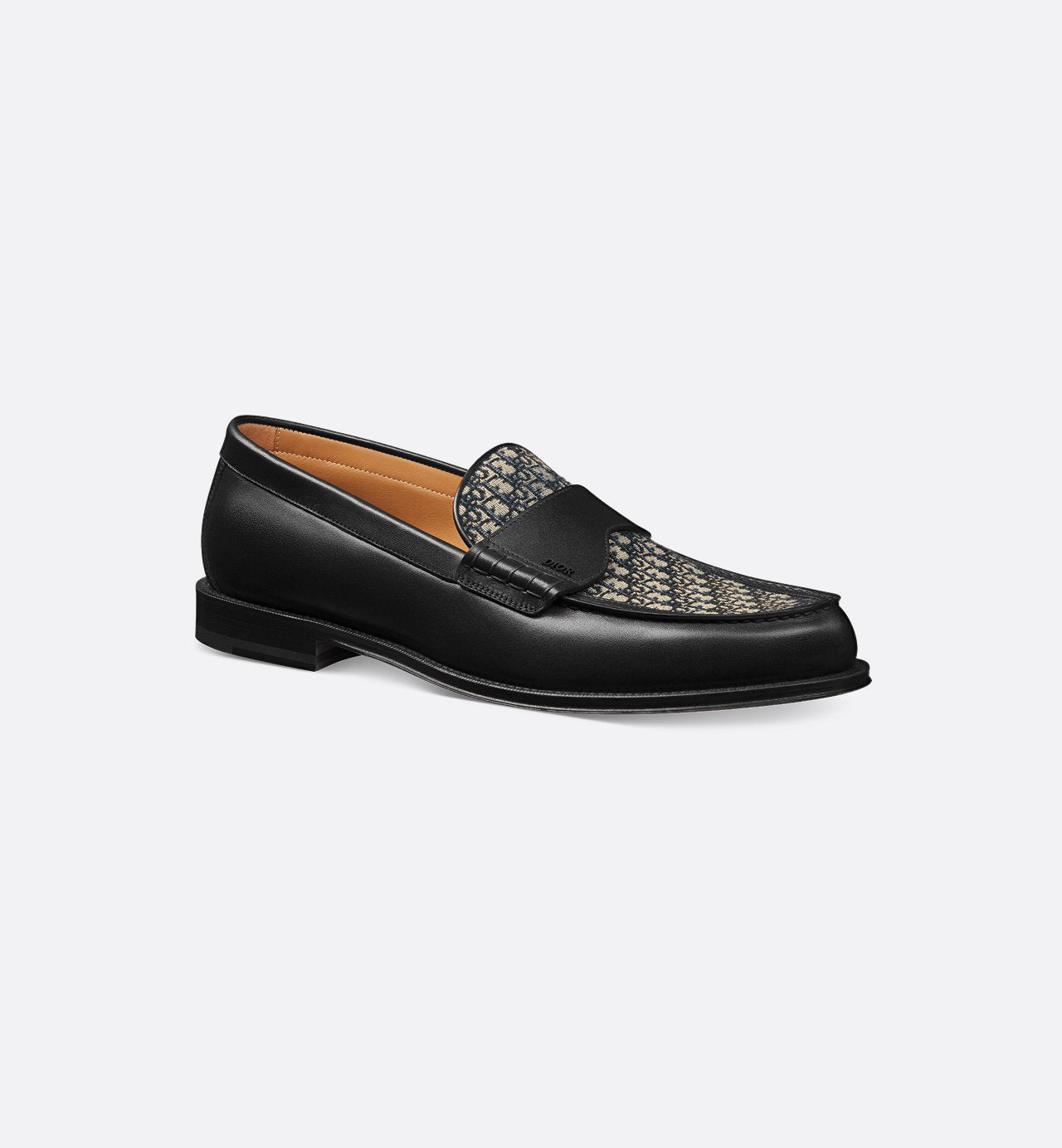 Granville Loafer Black Smooth Calfskin With Beige And Black Dior Oblique Jacquard